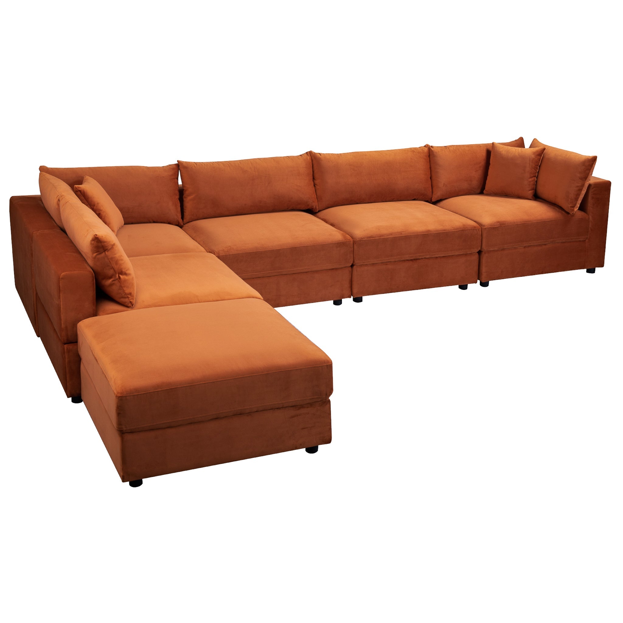 Uptown Burnt Orange Velvet Modular Sofa