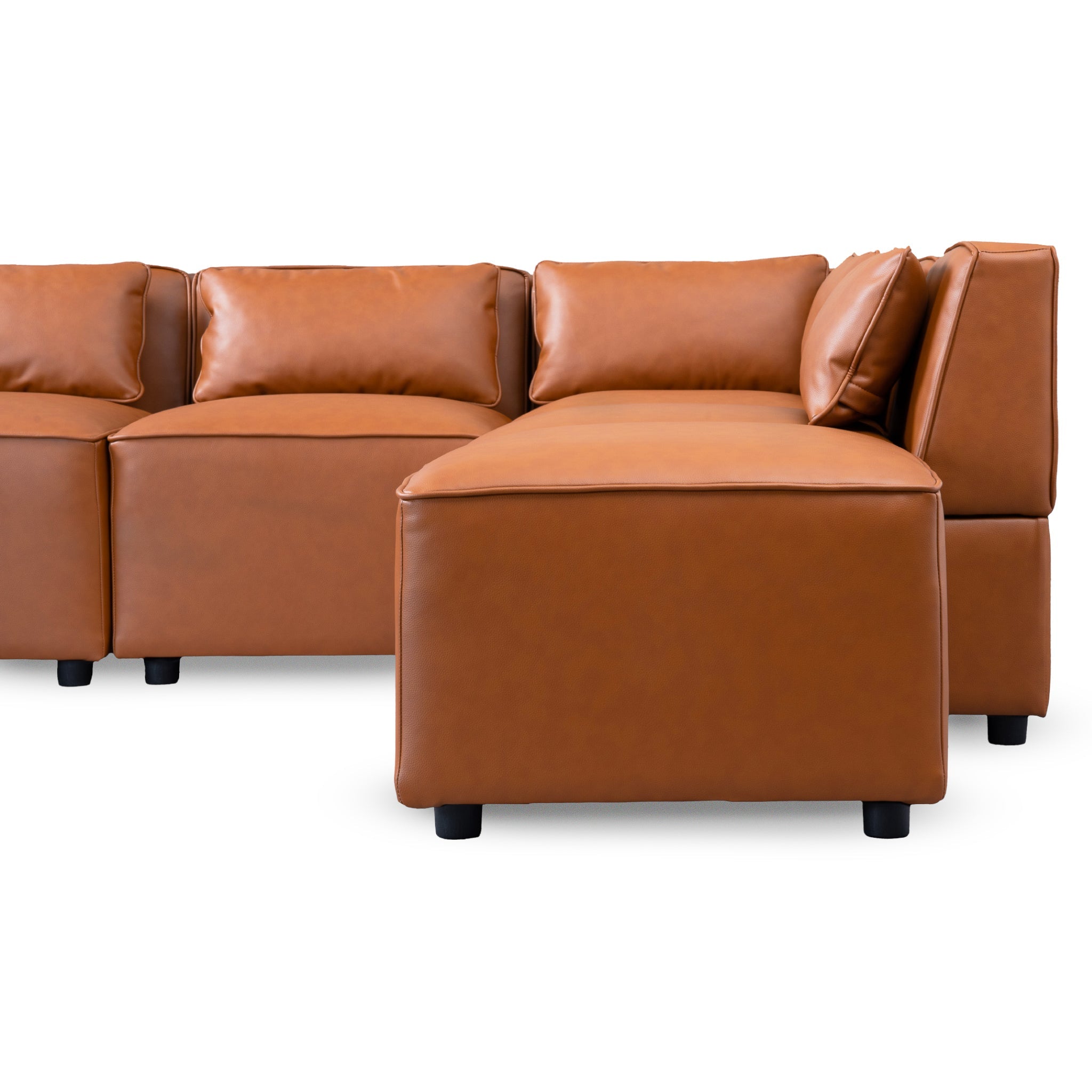 Wexford Cognac Vegan Leather Modular Sofa