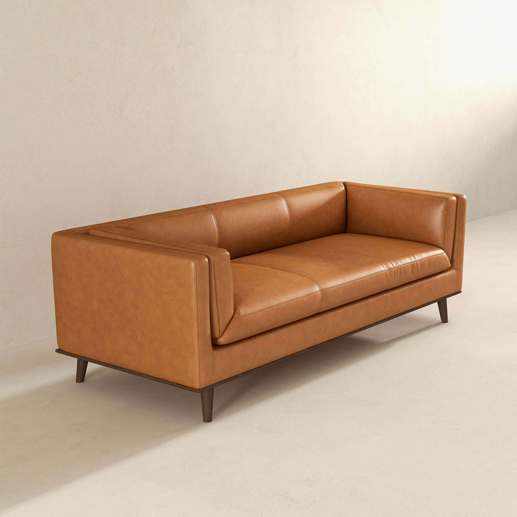 Cassidy  Tan Genuine Leather Couch