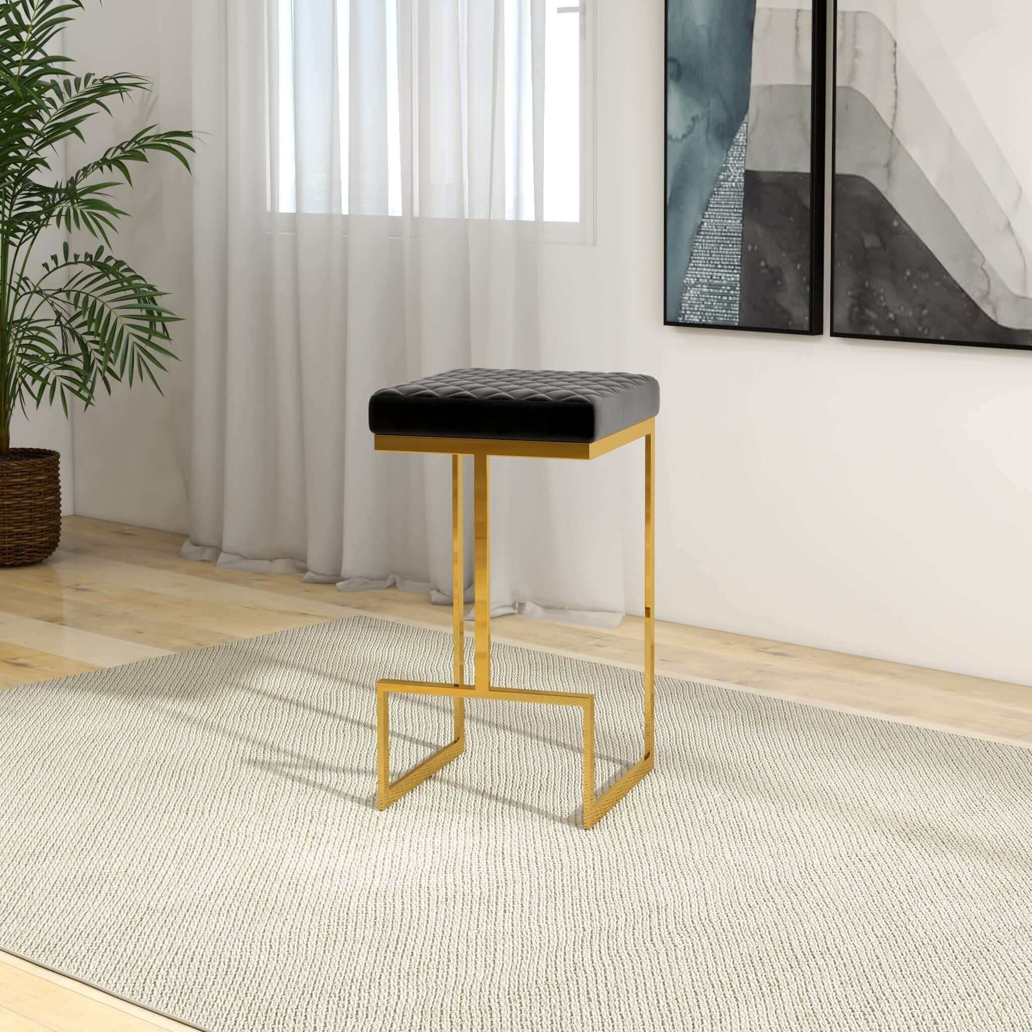 Joel Mid Century Modern Luxury Upholstered Stool