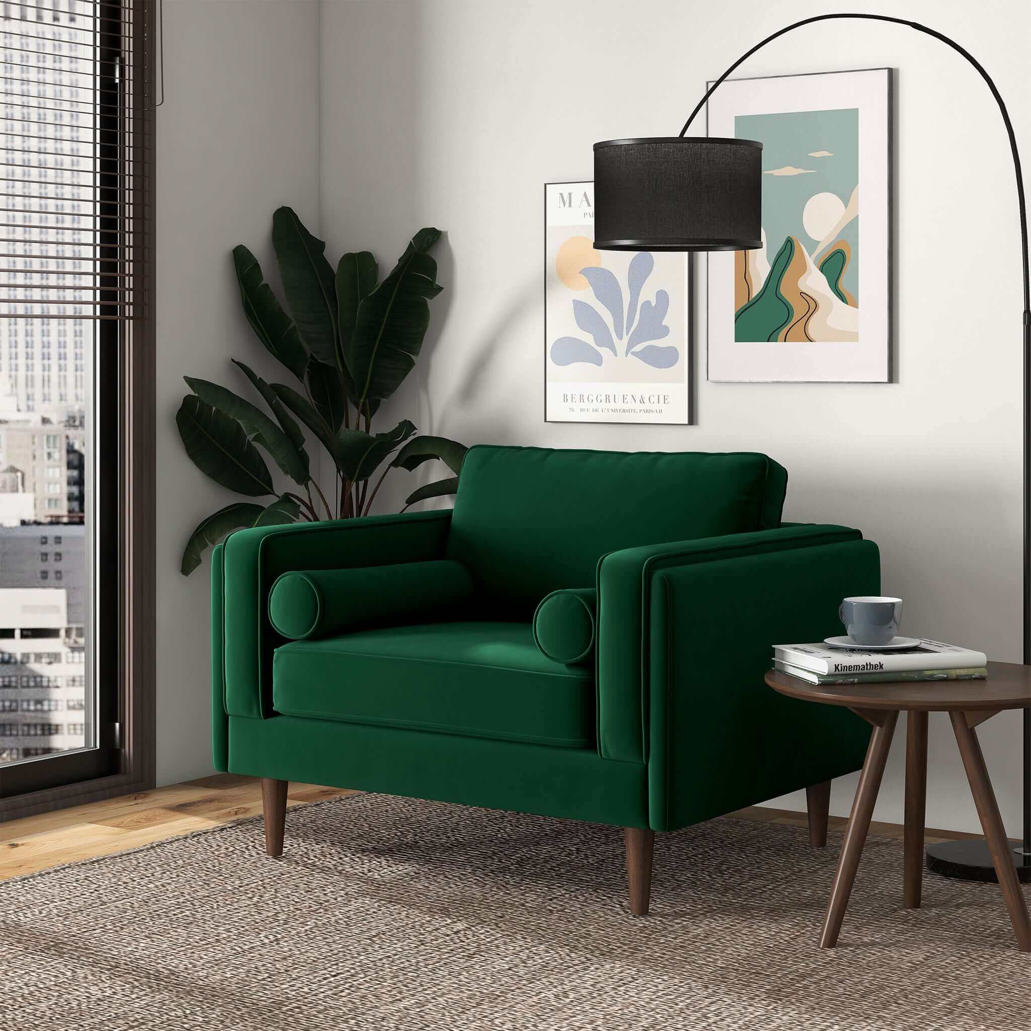 Amber Dark Green Velvet Lounge Chair