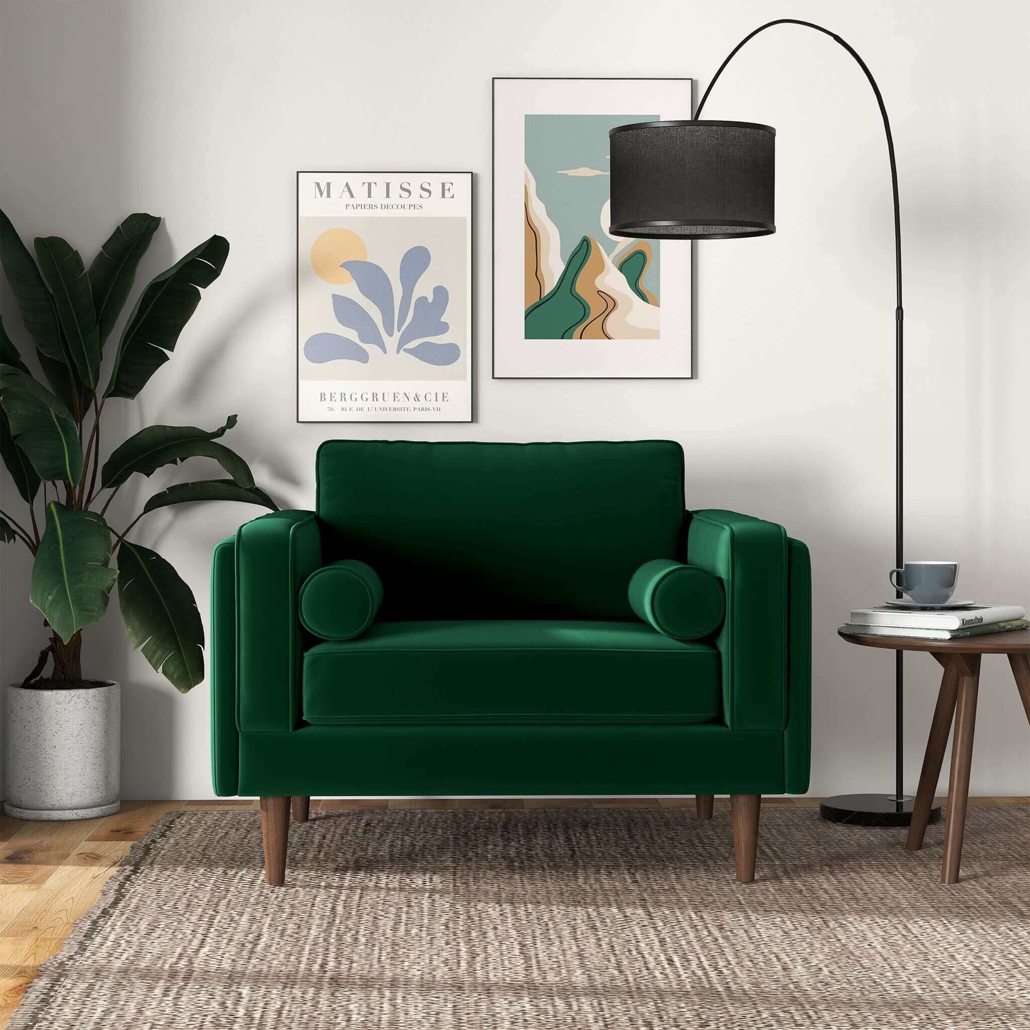 #Color_Dark Green Velvet Amber Lounge Chair