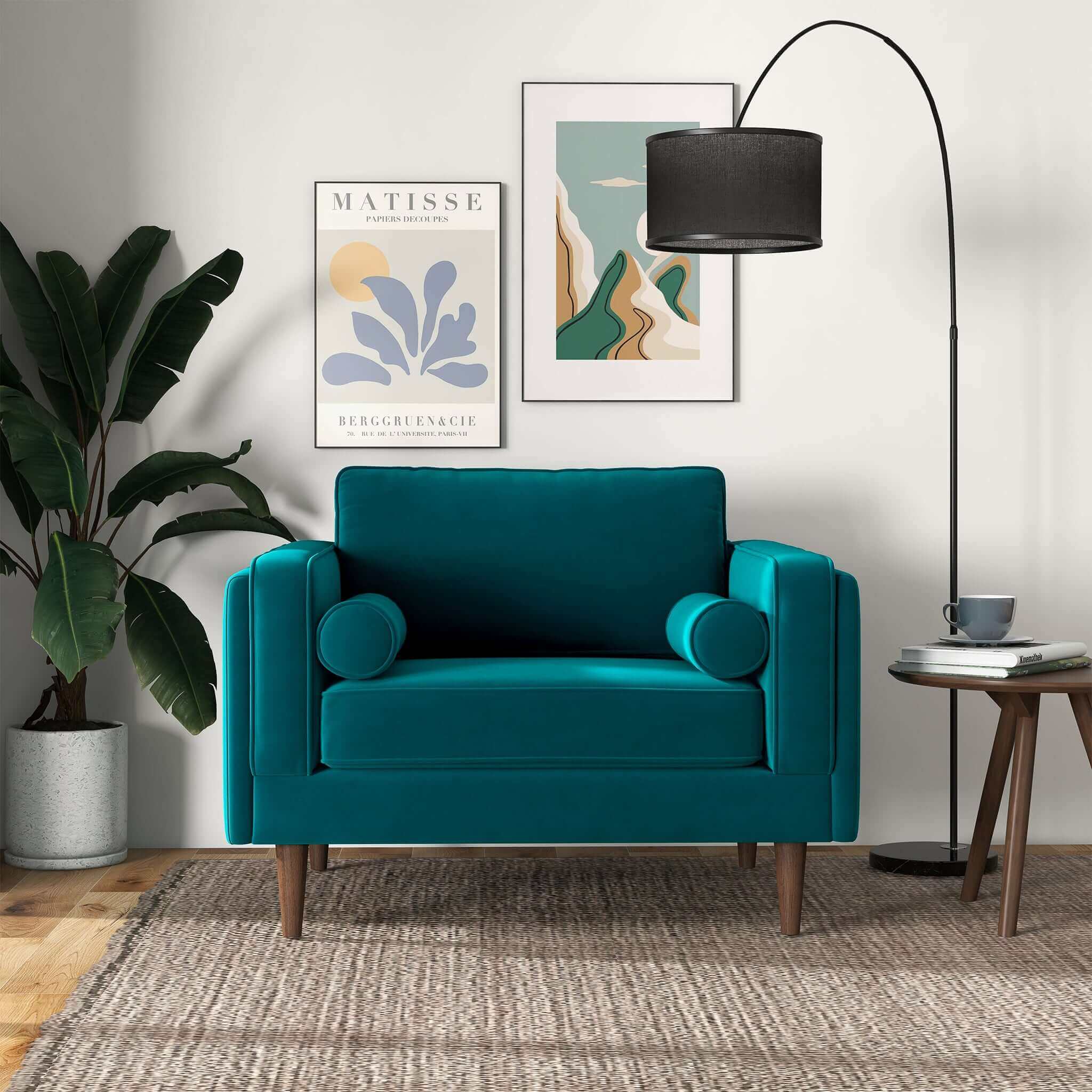 #Color_Teal Velvet Amber Lounge Chair