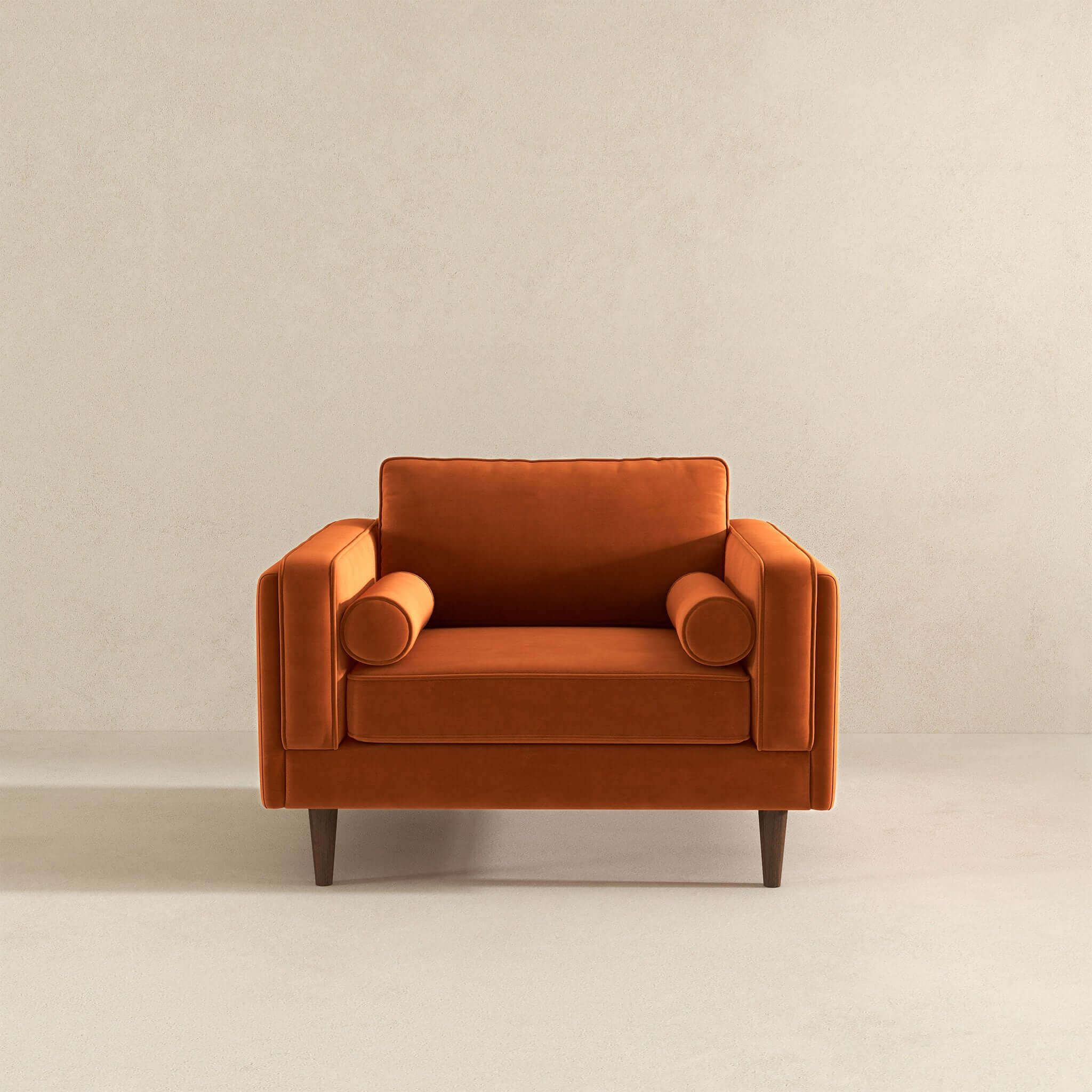 Amber Burnt Orange Velvet Lounge Chair