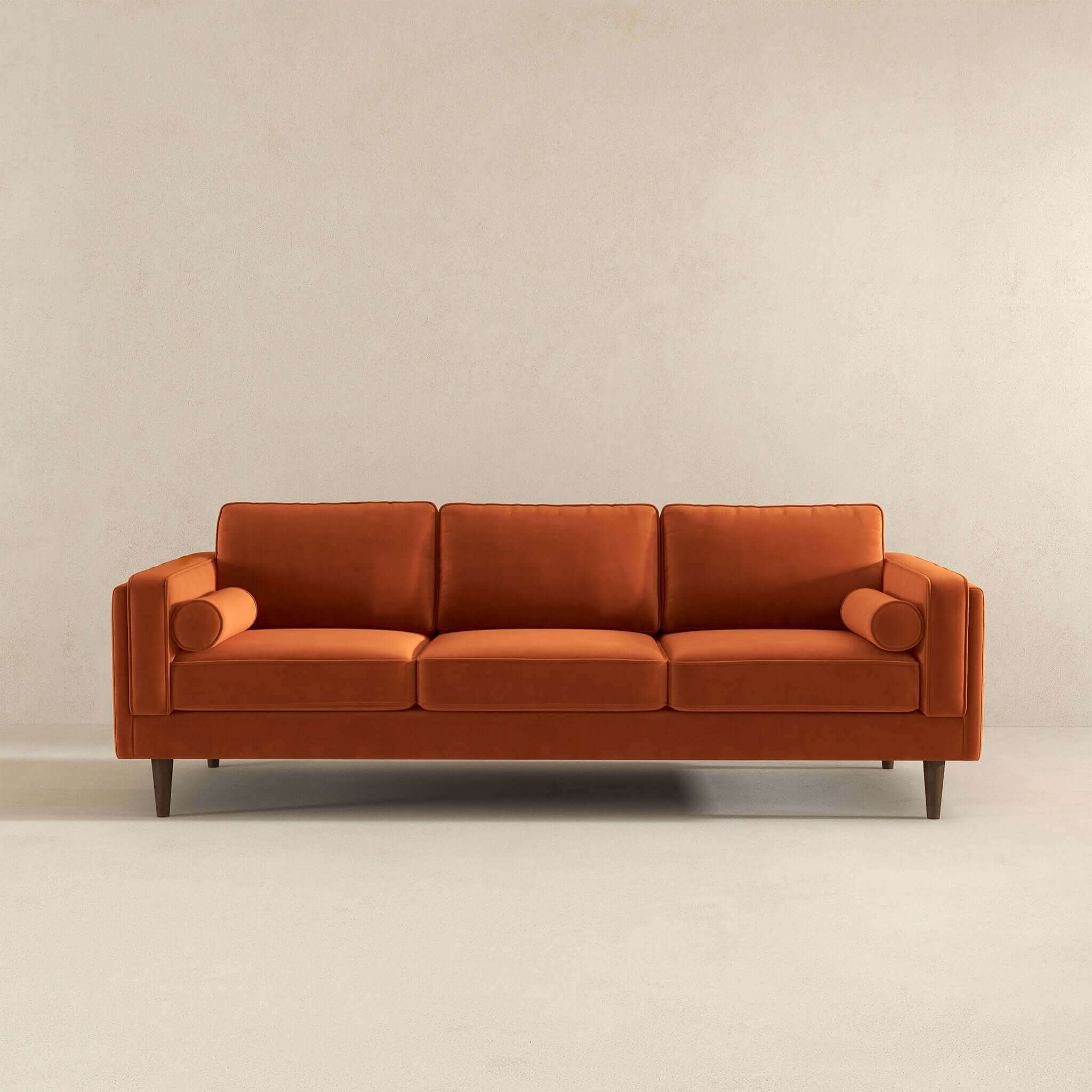 Amber Mid Century Modern Burnt Orange Luxury Modern Velvet Sofa