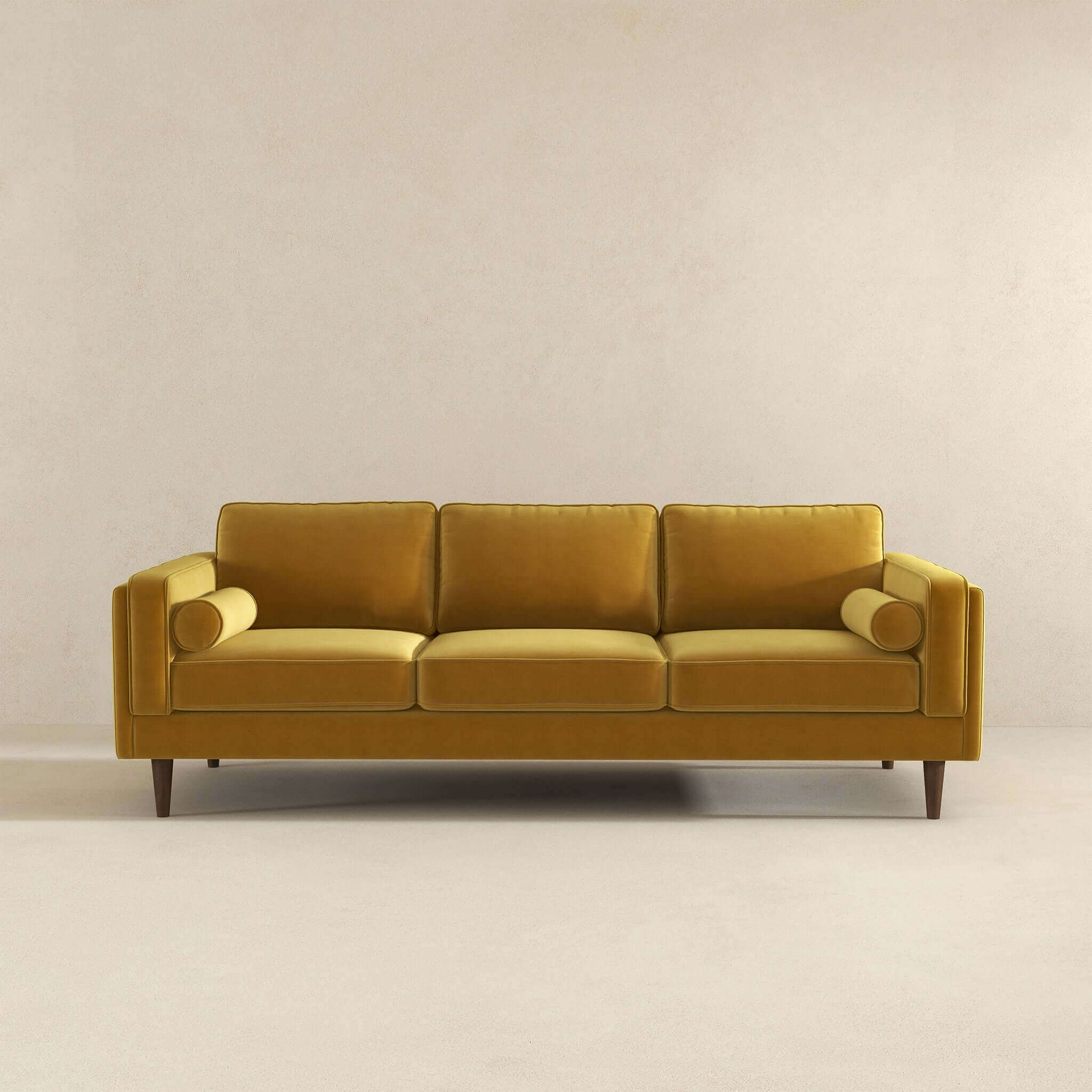 Amber Mid Century Modern Yellow Luxury Modern Velvet Sofa