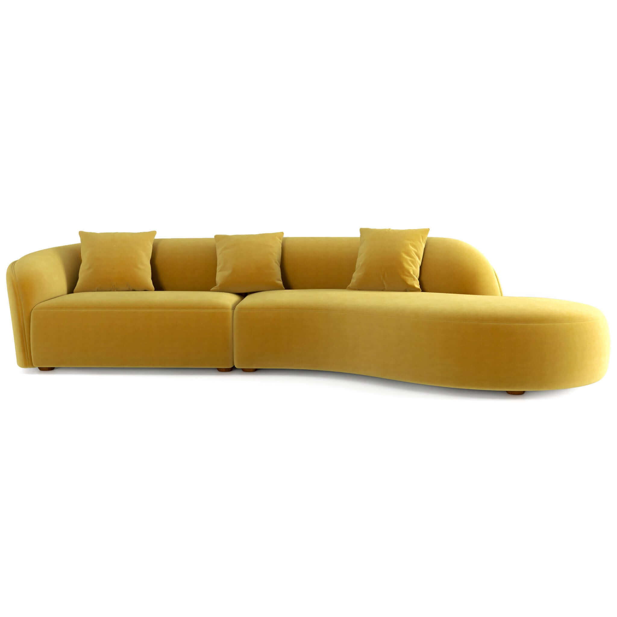 #Color_Yellow 126" Elijah Japandi Style Curvy Sectional Sofa front view without background