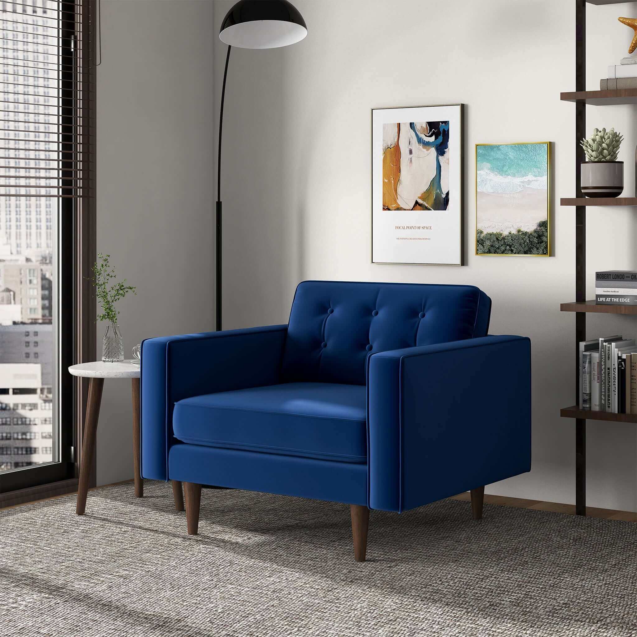 Casey  Blue Velvet Lounge Chair