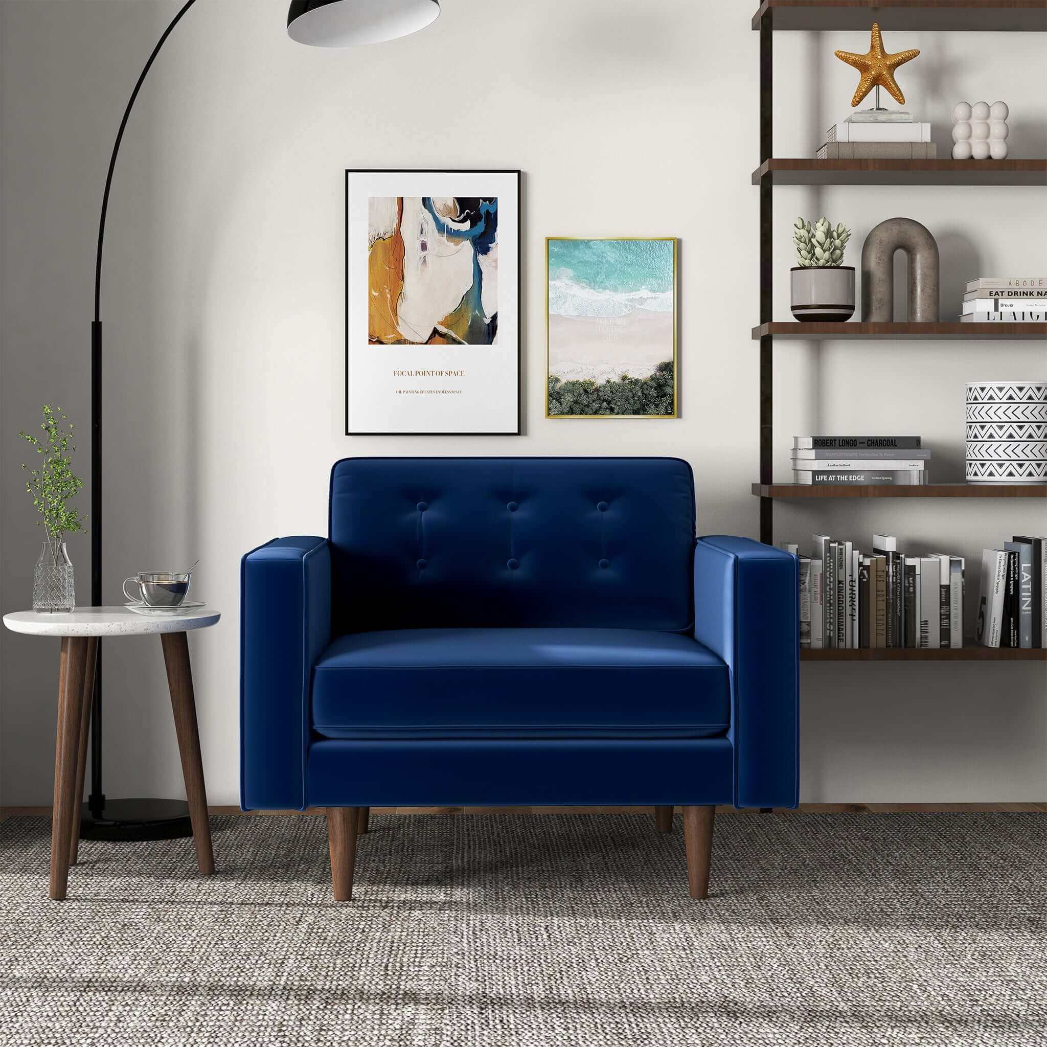 Casey  Blue Velvet Lounge Chair