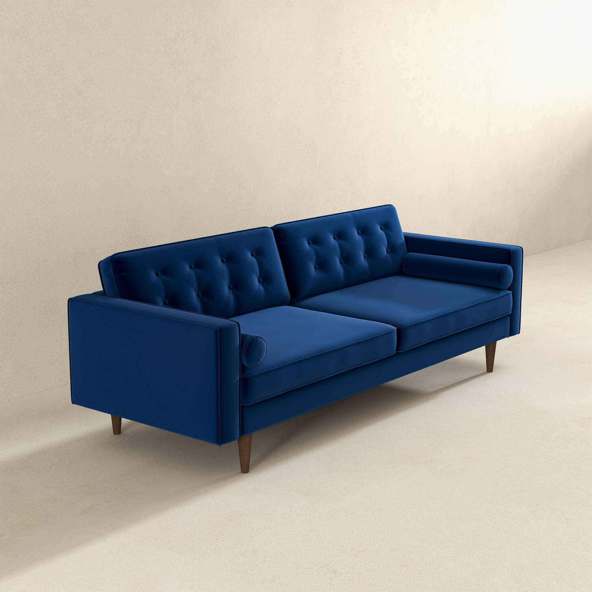 Casey Mid Century Modern Blue Velvet Sofa