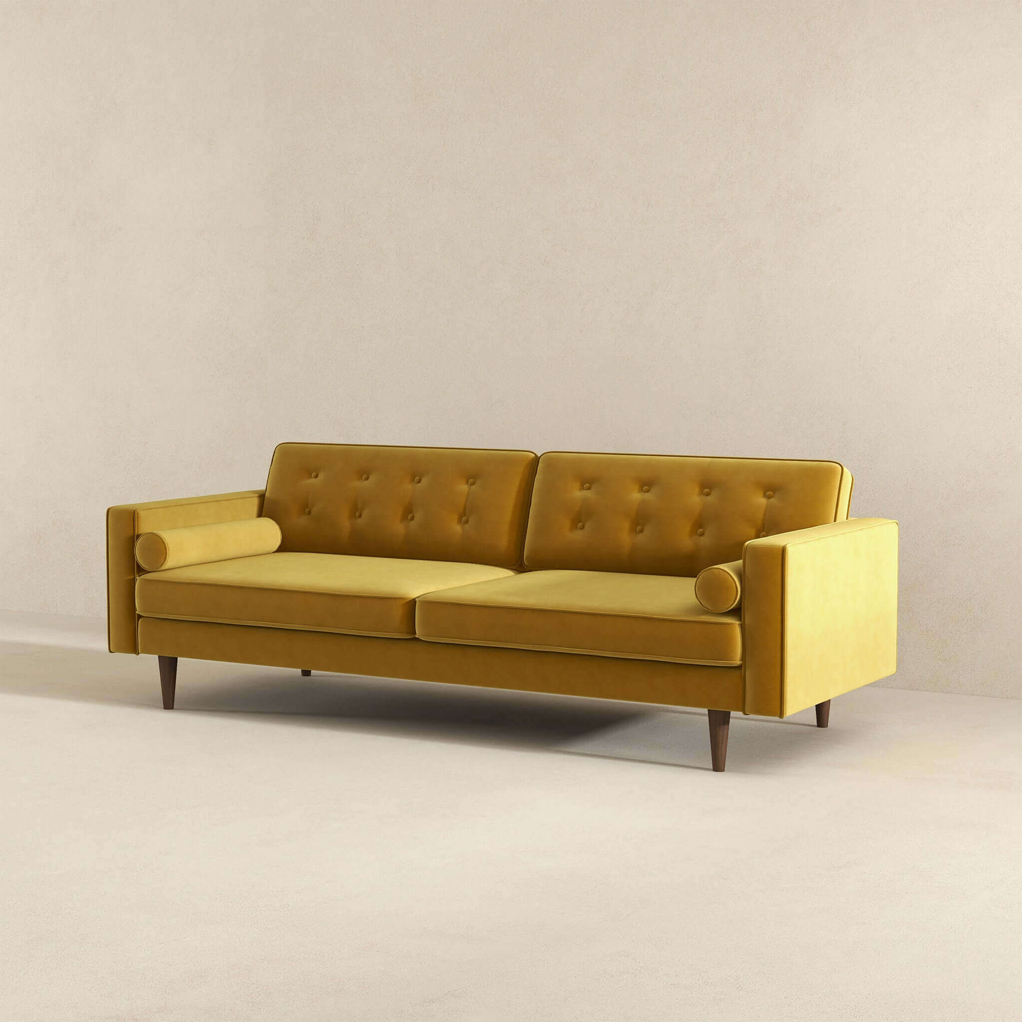 Casey Mid Century Modern Gold Velvet Sofa