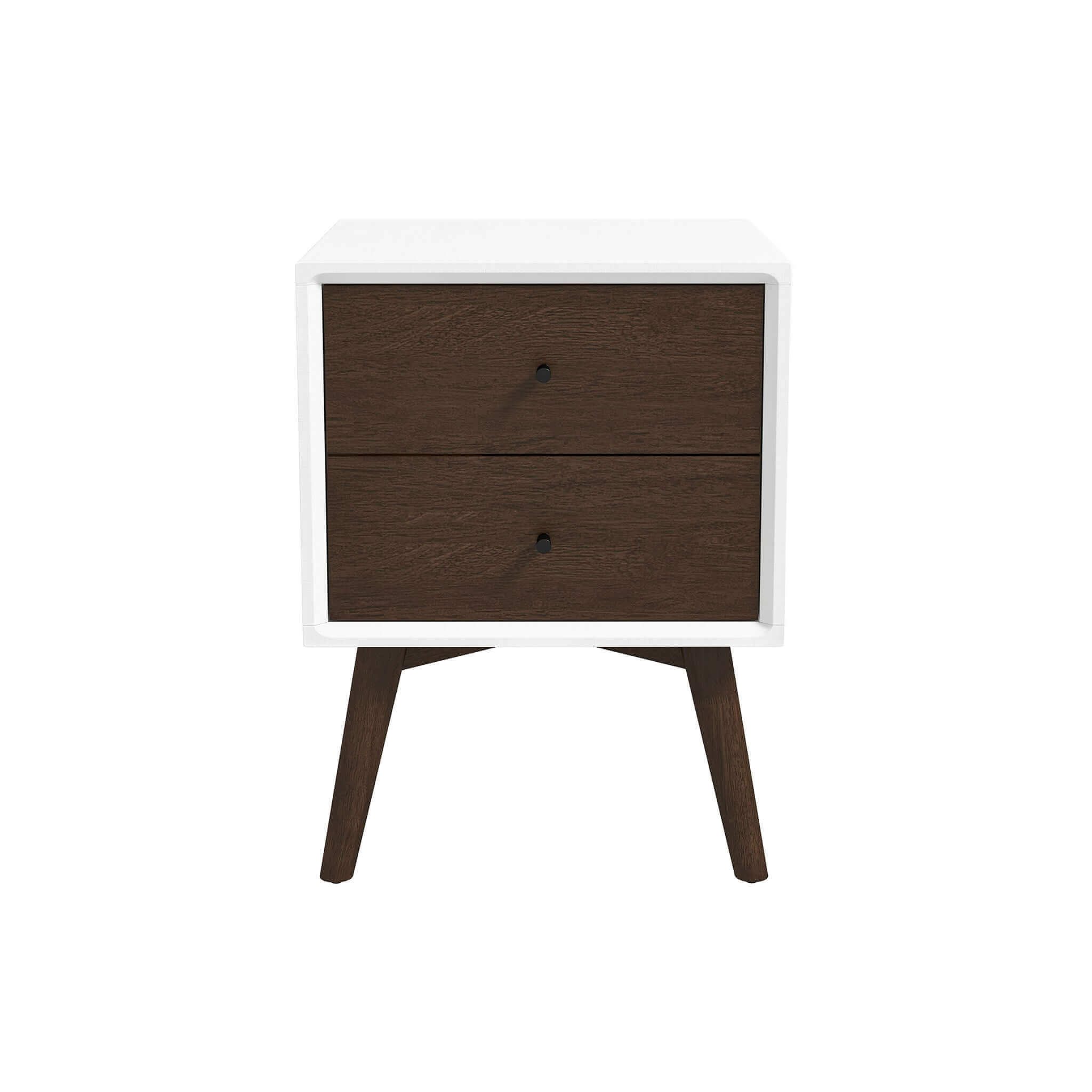 Caroline Mid Century Modern Style White Night Stand 2-Drawer