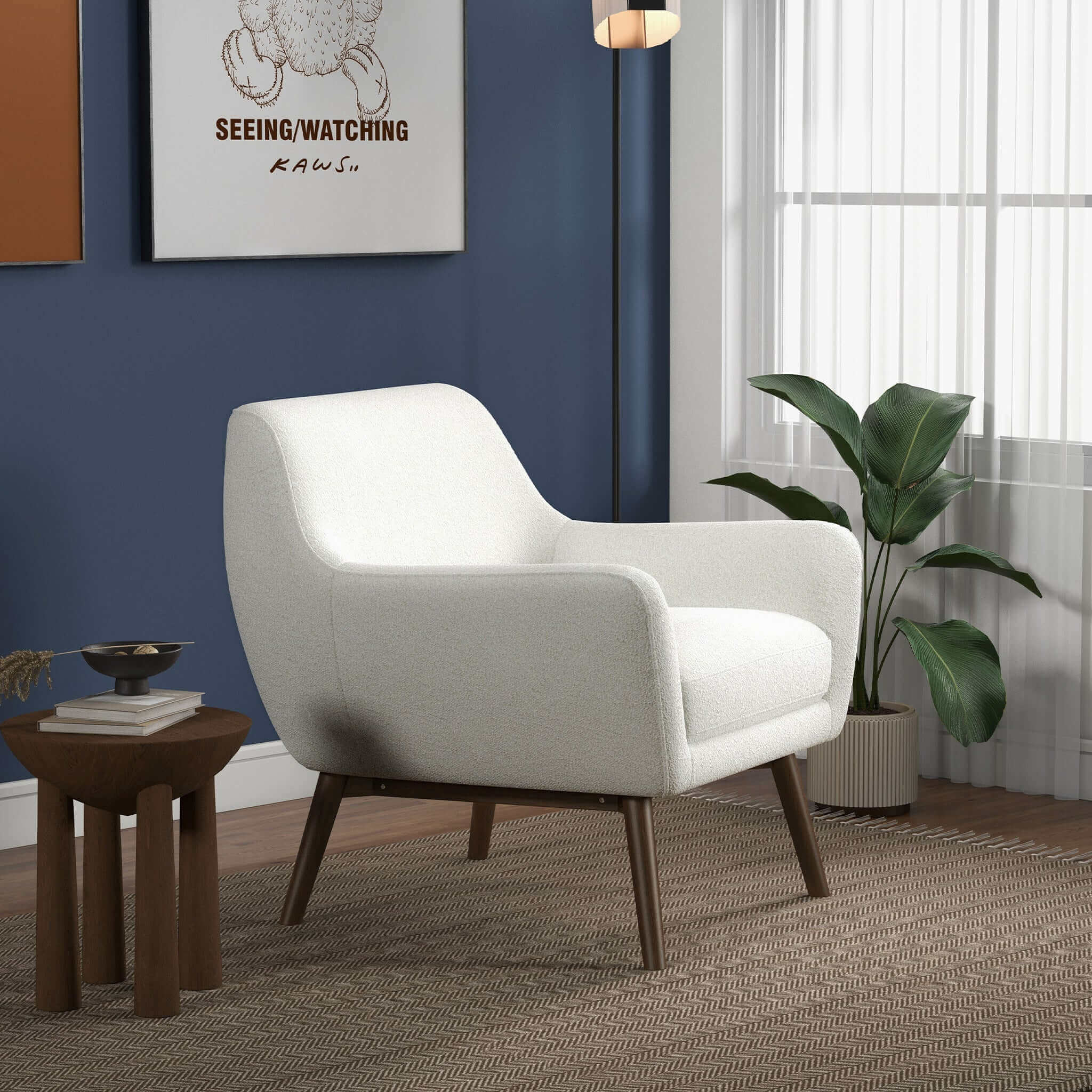 Panom  White Boucle Lounge Chair