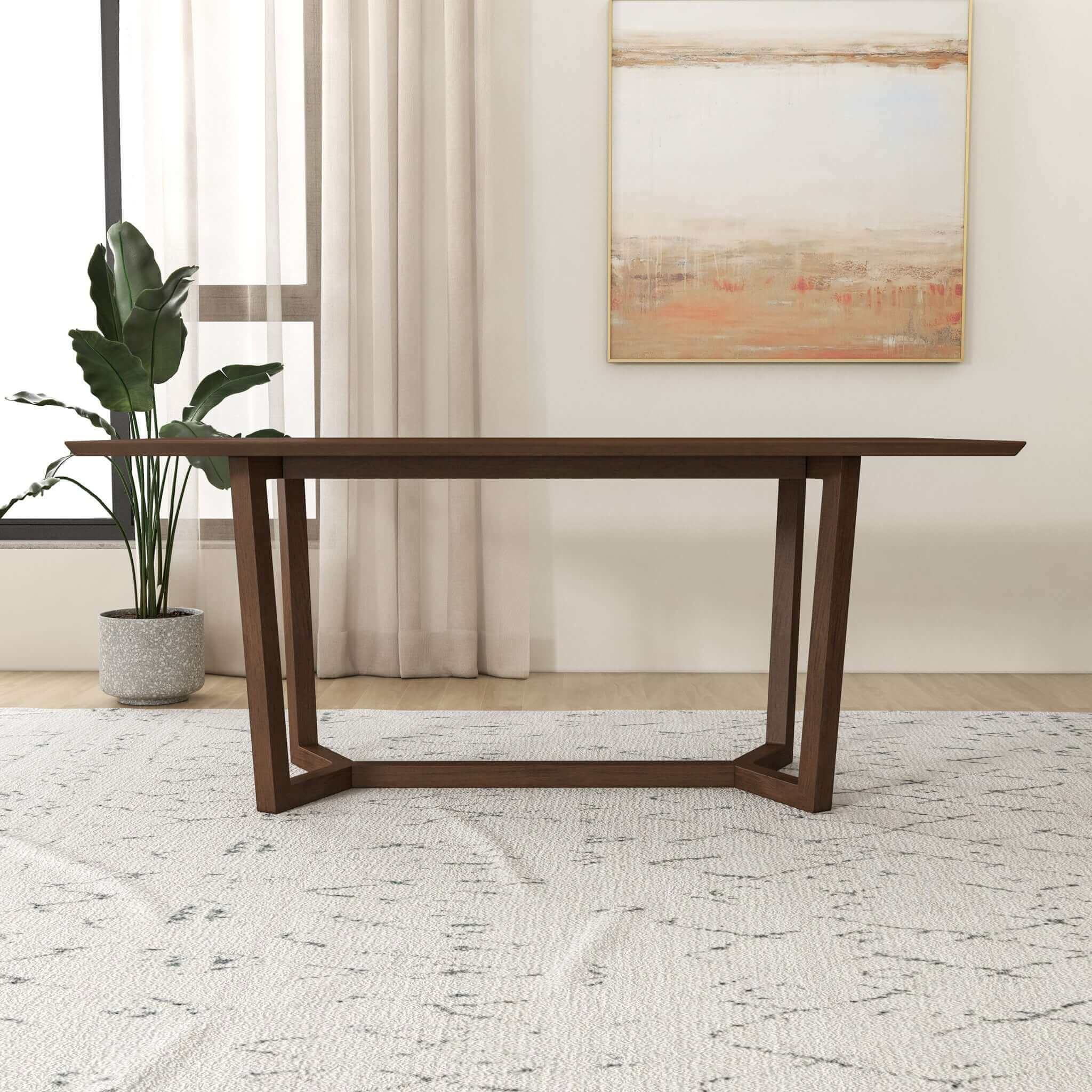 Marina  Solid Wood Dining Table In Brown