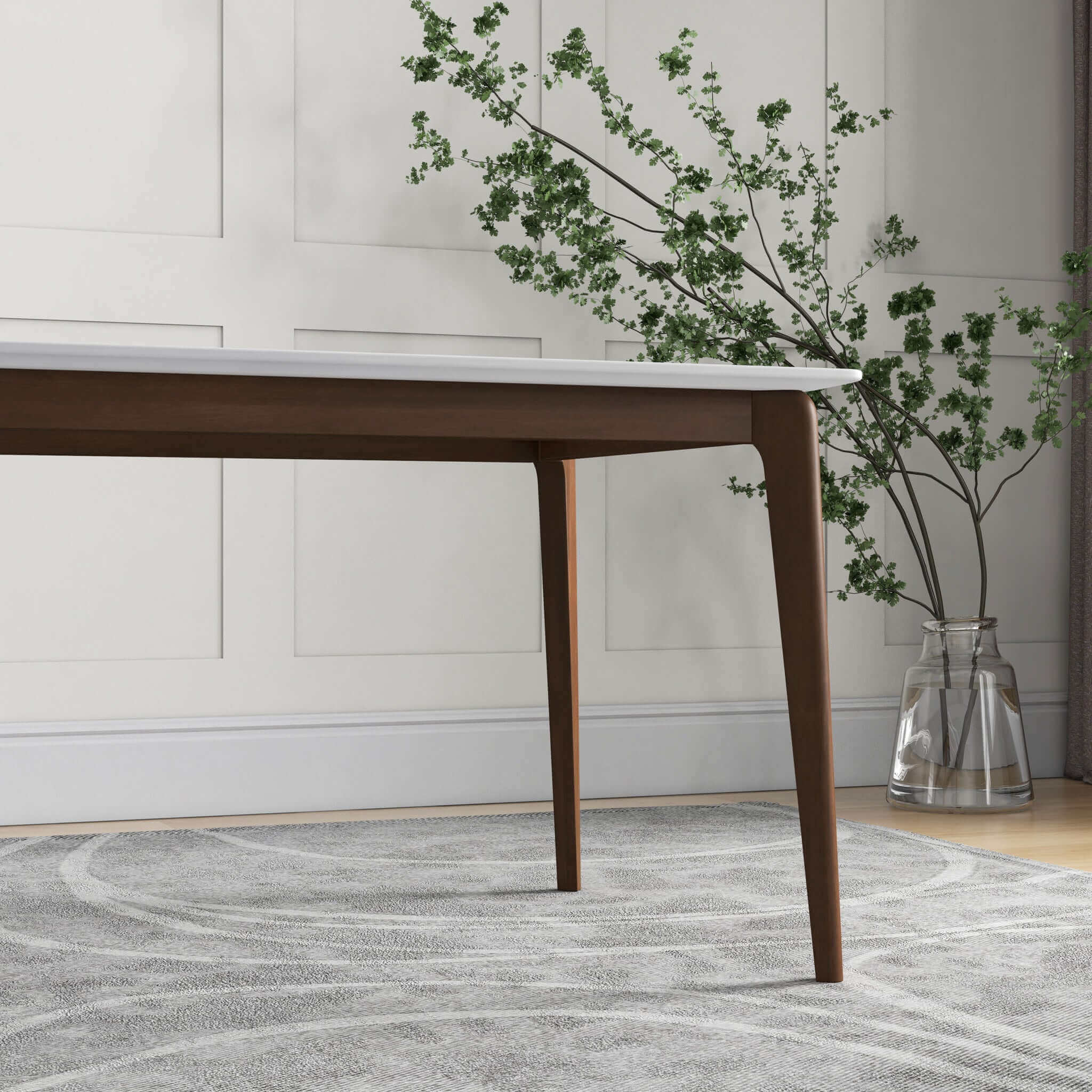 Lindsey  Solid Wood White Top Dining Table