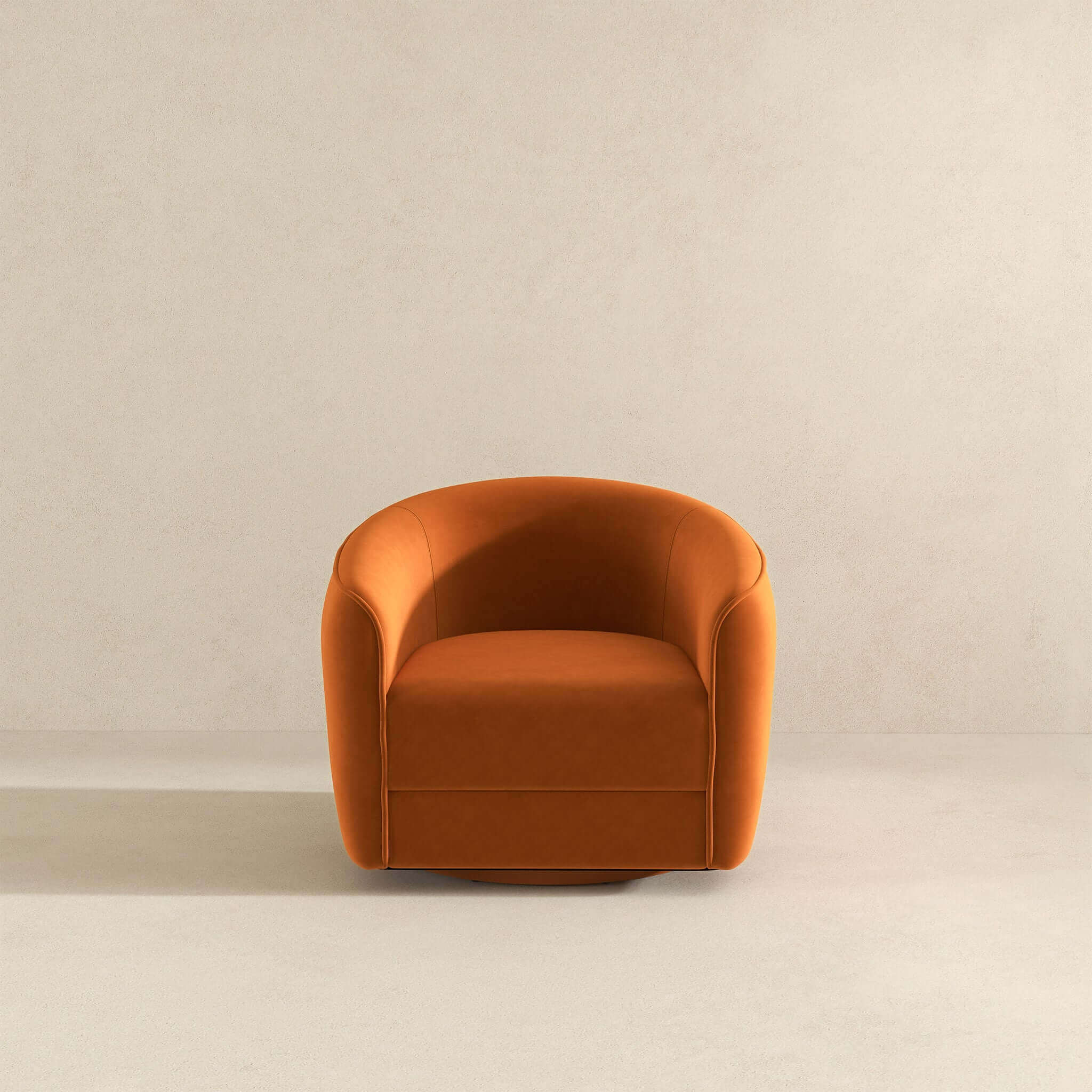 Elise Mid Century Modern Burnt Orange Velvet Swivel Chair