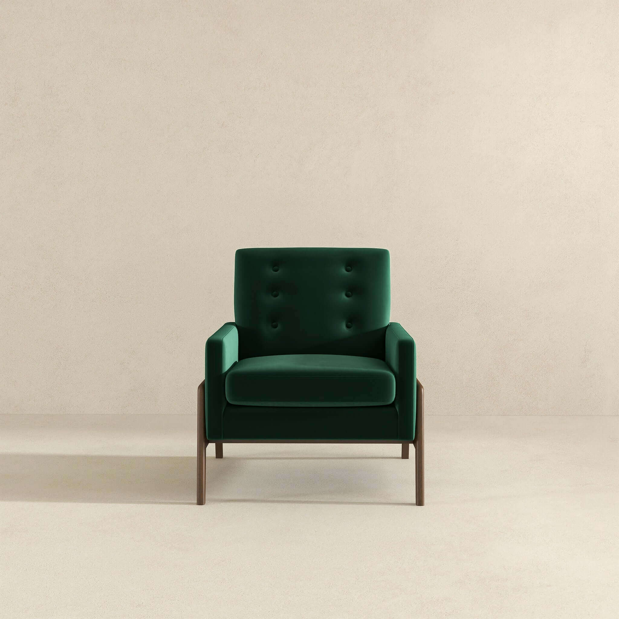 Cole  Solid Wood Green Velvet Lounge Chair