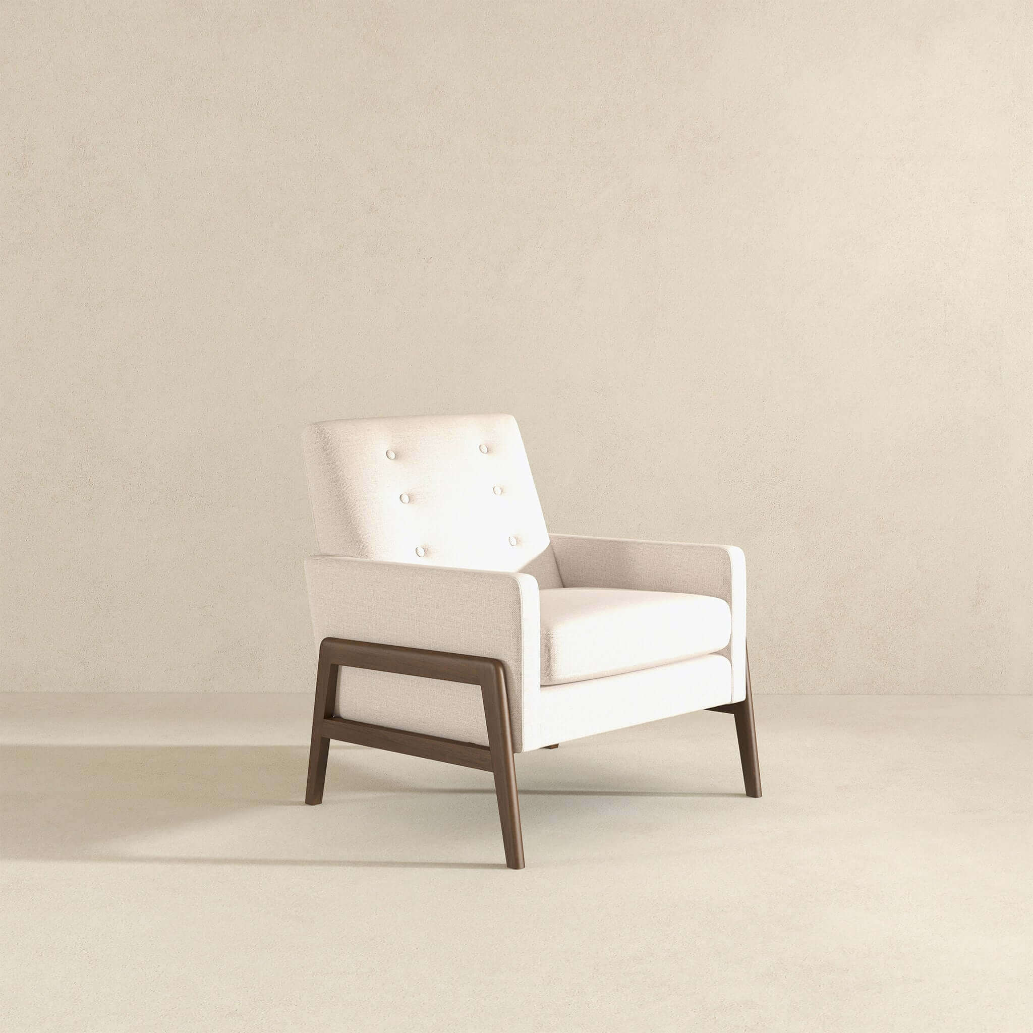 Cole  Solid Wood Beige Velvet Lounge Chair