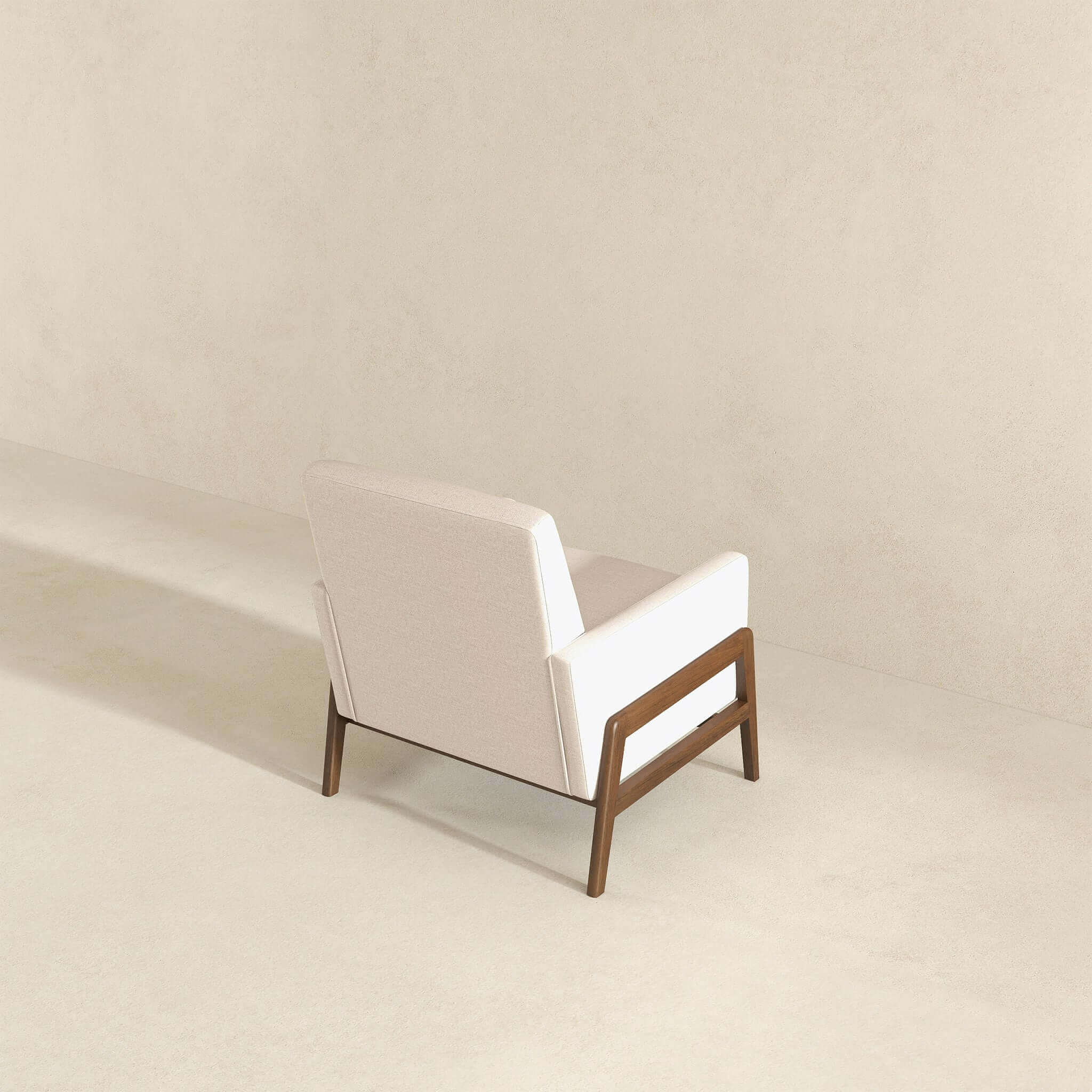 Cole  Solid Wood Beige Velvet Lounge Chair