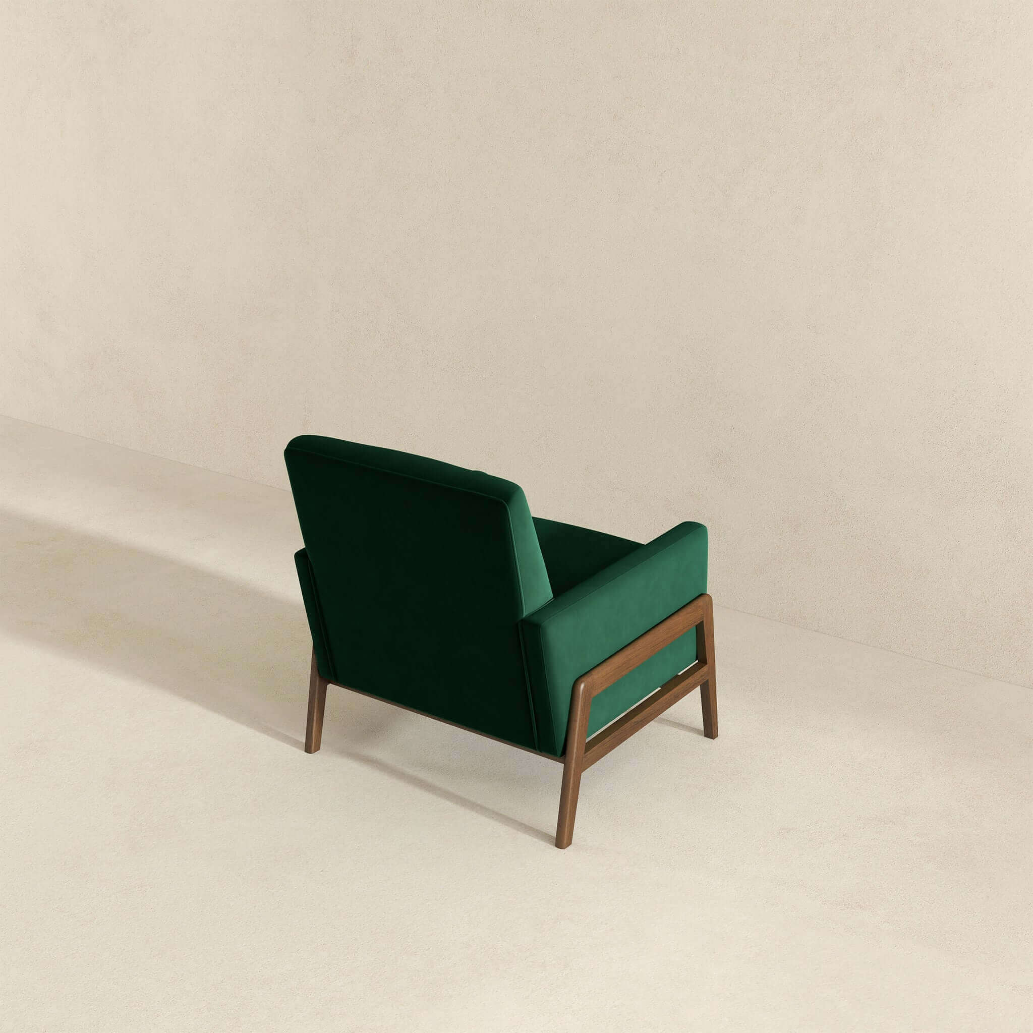 Cole  Solid Wood Green Velvet Lounge Chair