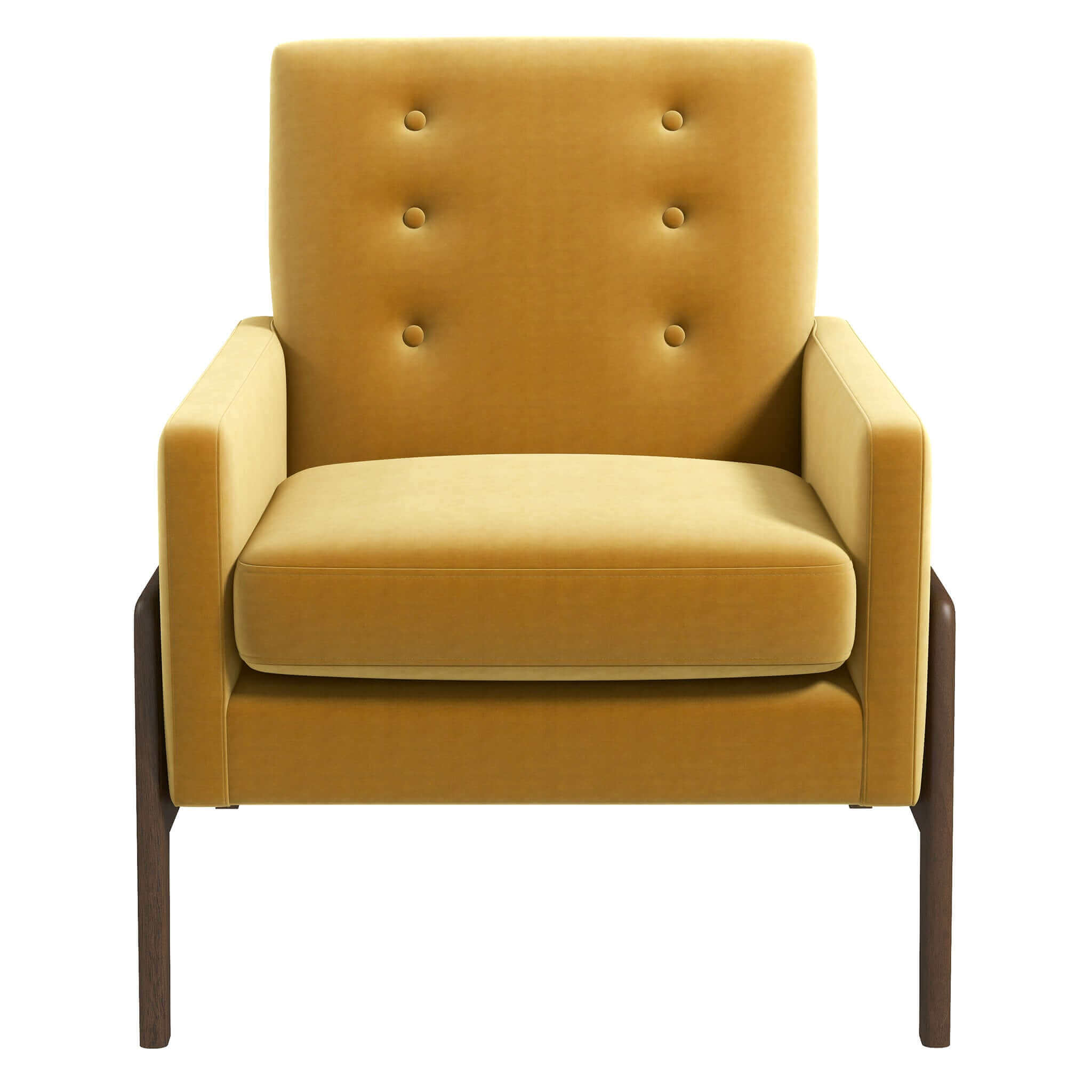 Cole Solid Wood Dark Yellow Velvet Lounge Chair