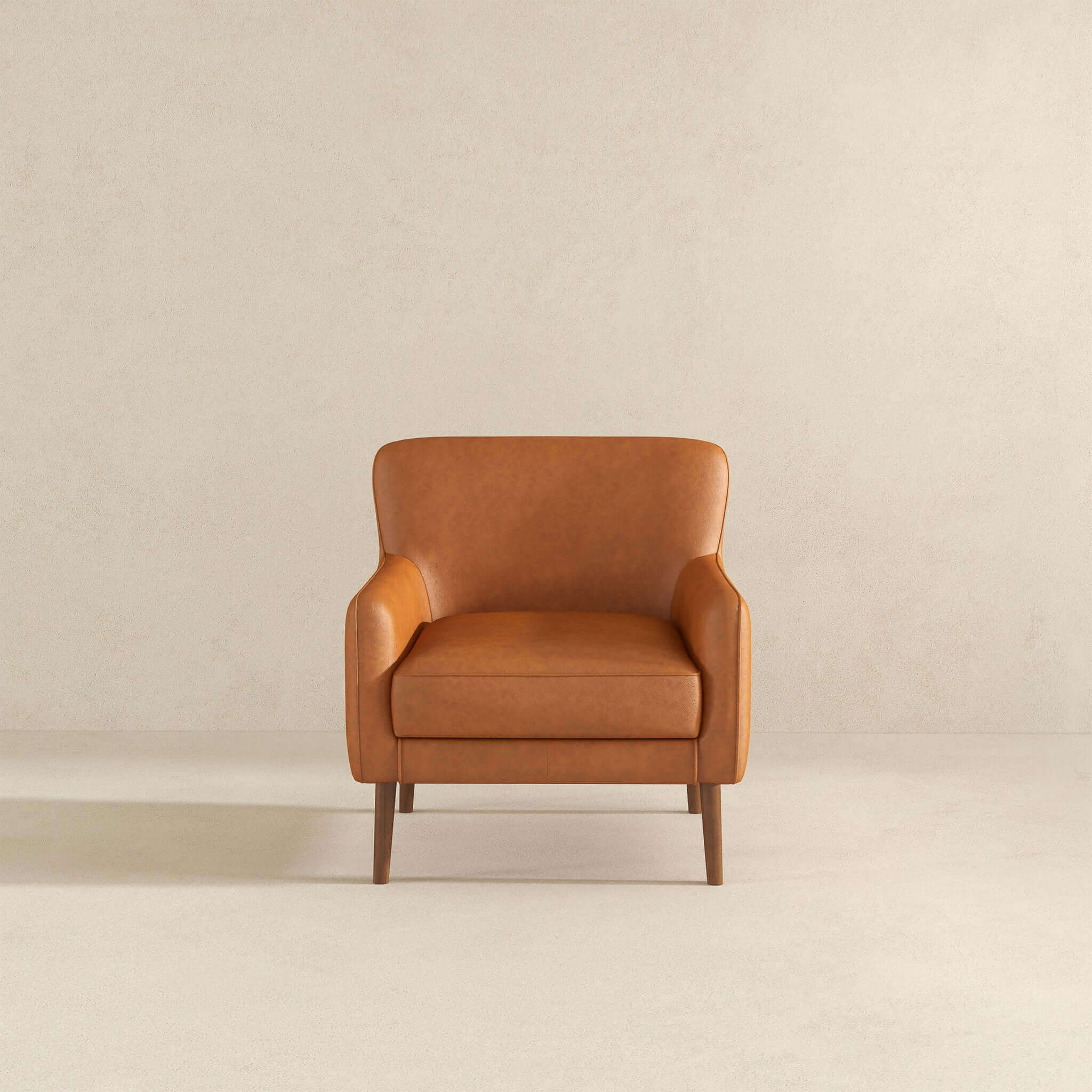 Claire  Genuine Leather Lounge Chair In Tan