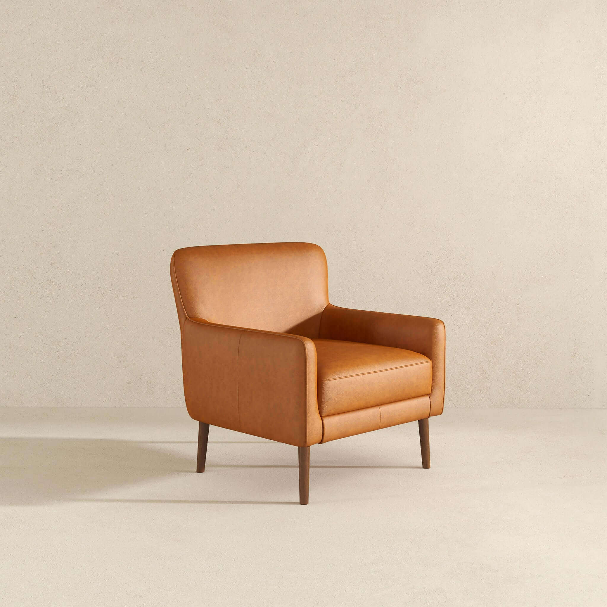 Claire  Genuine Leather Lounge Chair In Tan