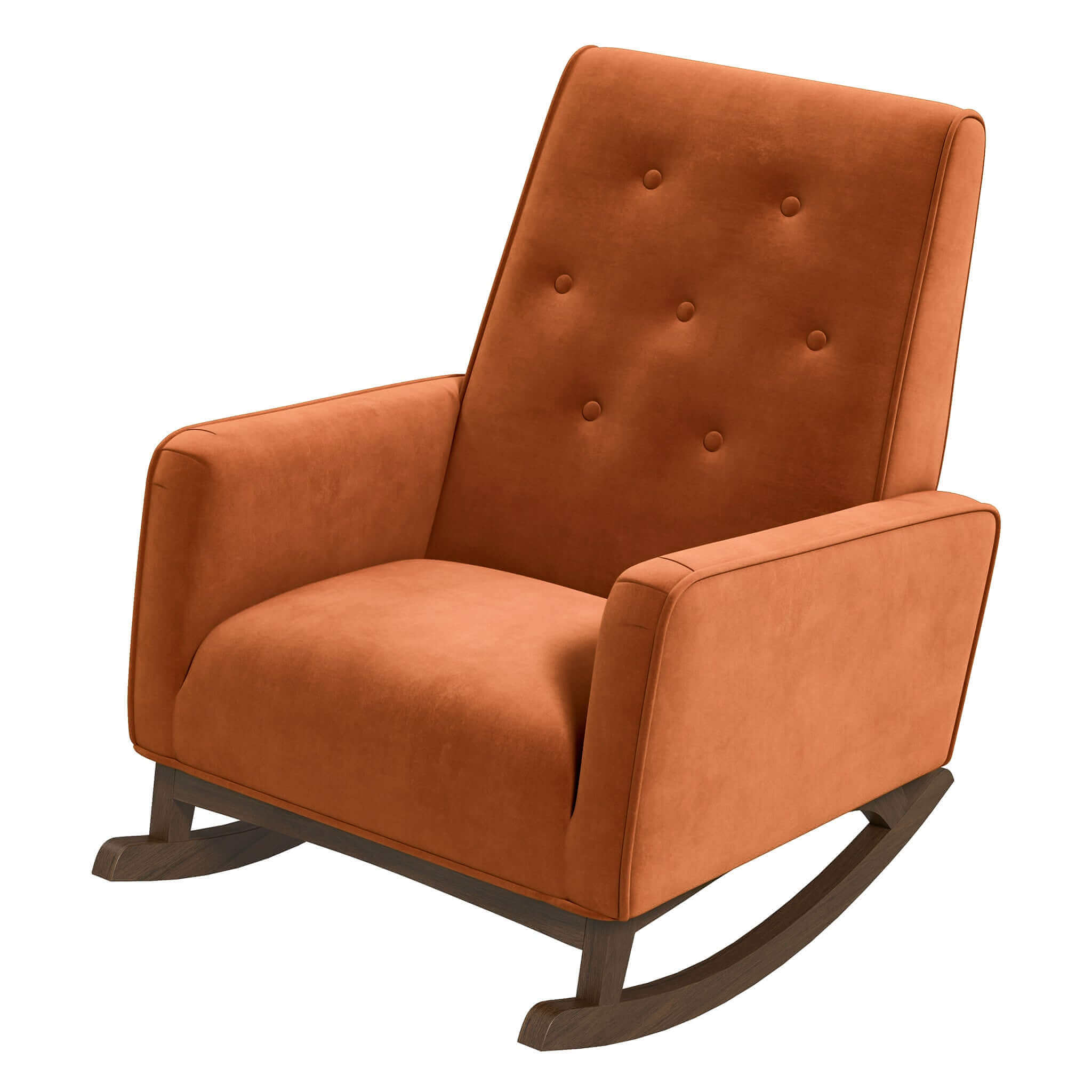 Demetrius  Orange Velvet Solid Wood Rocking Chair