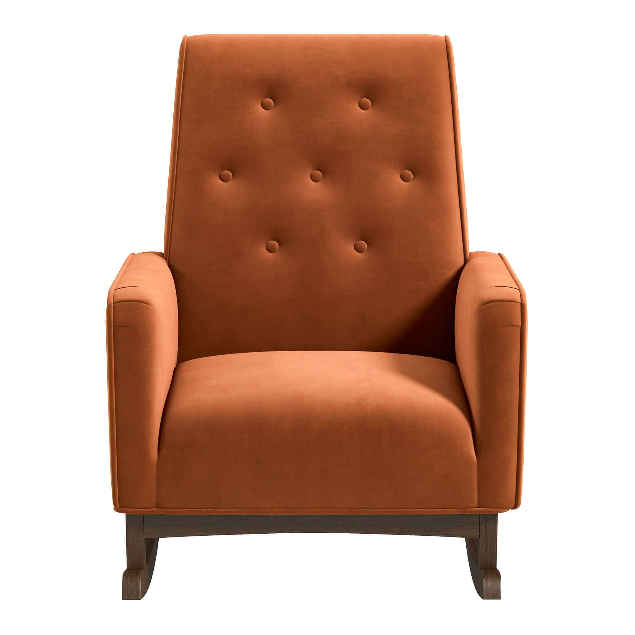 Demetrius  Orange Velvet Solid Wood Rocking Chair