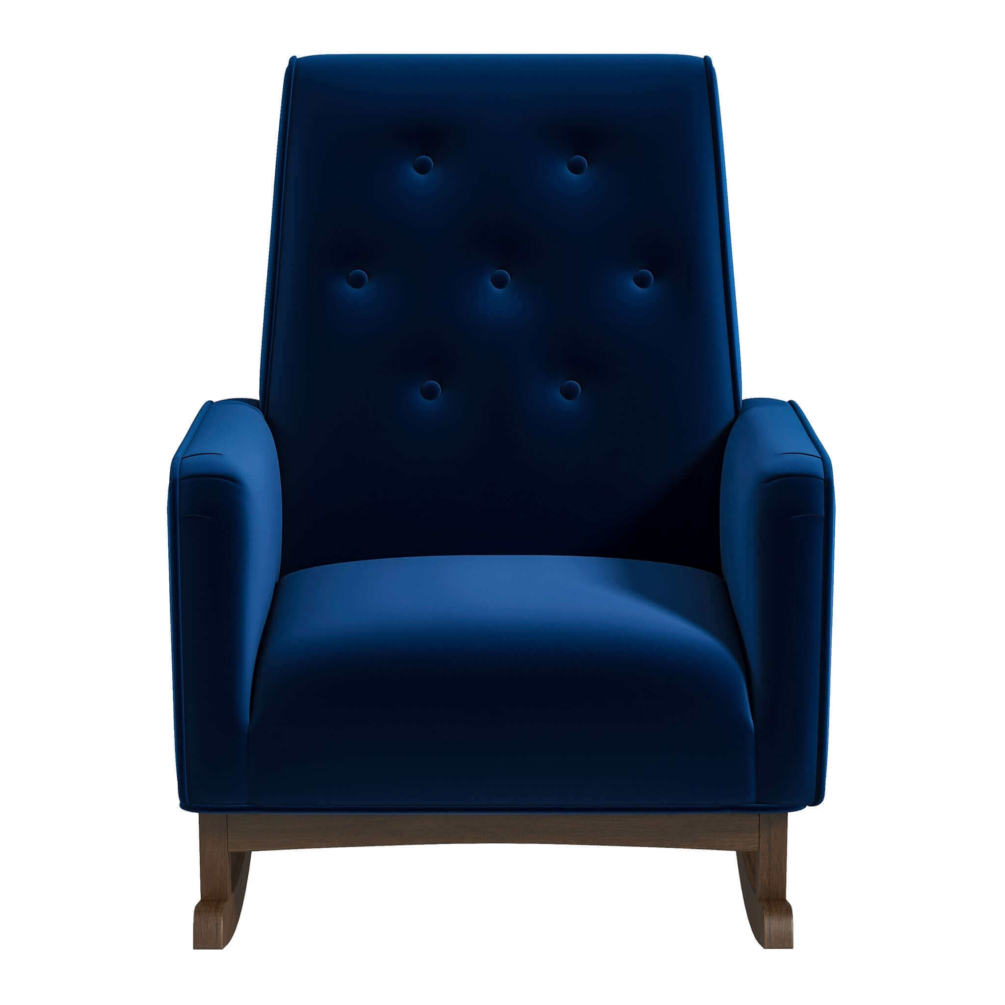 Demetrius  Dark Blue Velvet Solid Wood Rocking Chair