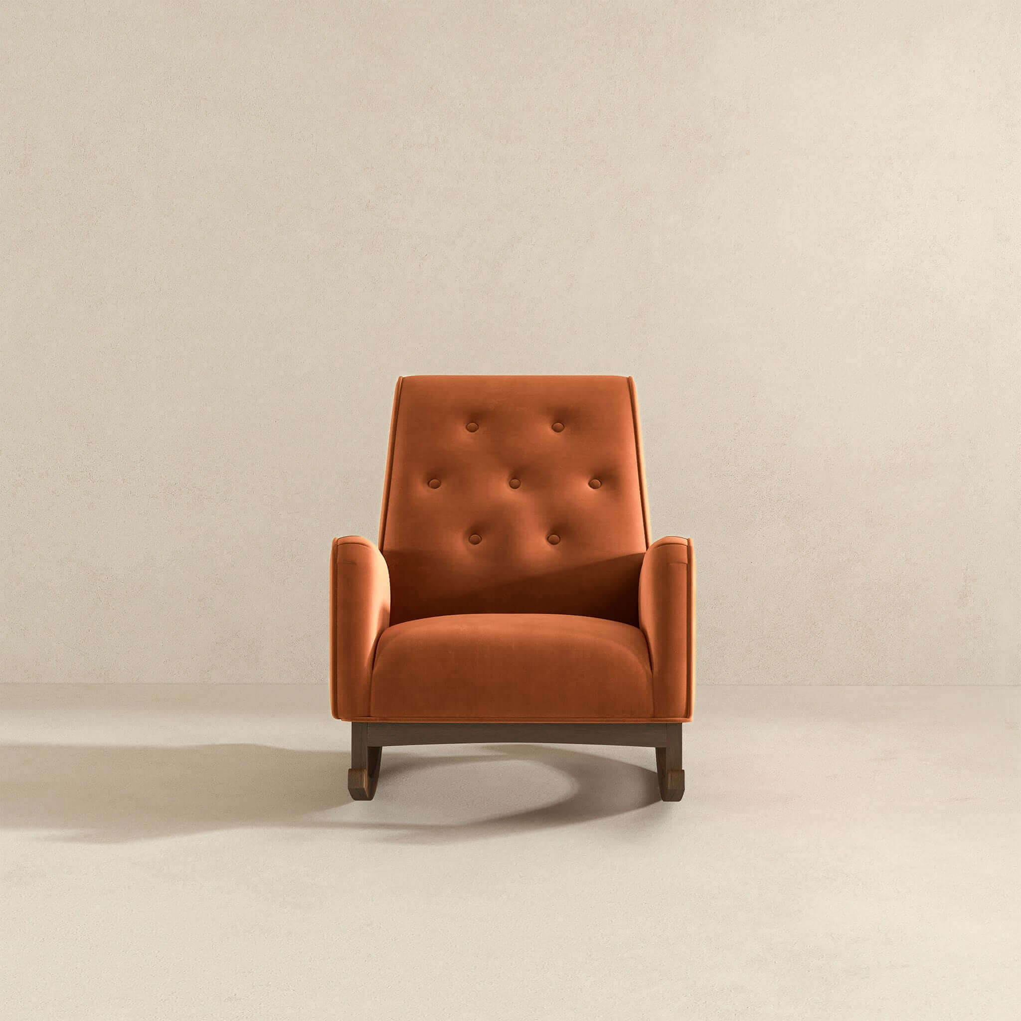 Demetrius  Orange Velvet Solid Wood Rocking Chair