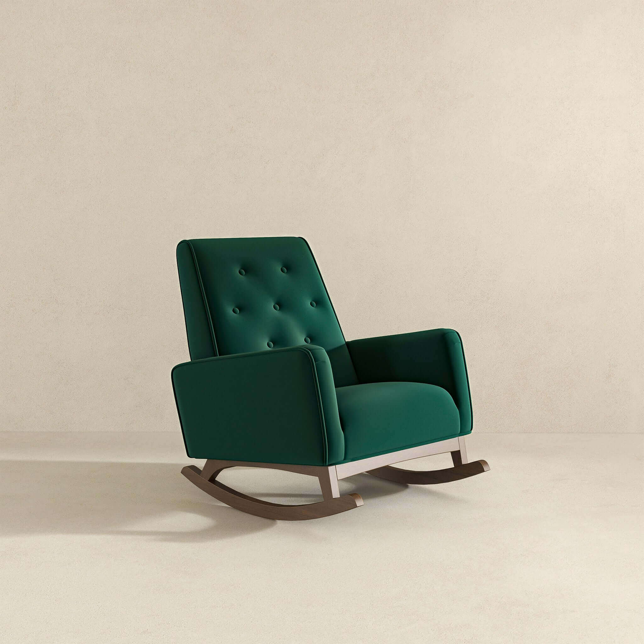 Demetrius  Green Velvet Solid Wood Rocking Chair