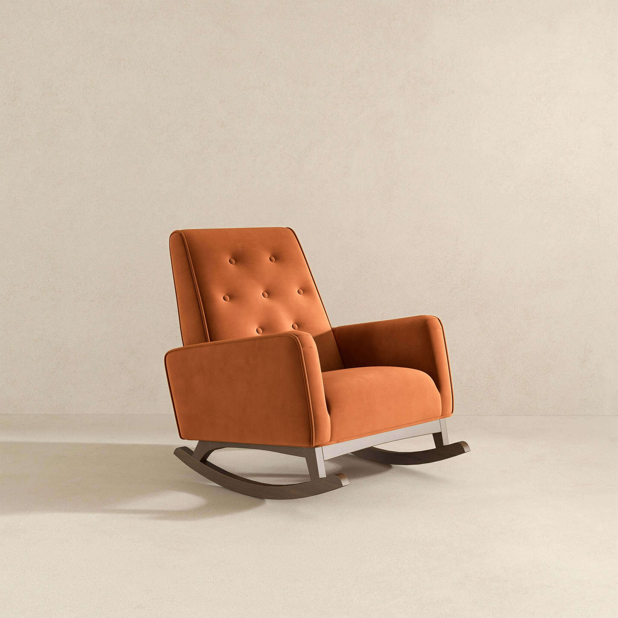 Demetrius  Orange Velvet Solid Wood Rocking Chair