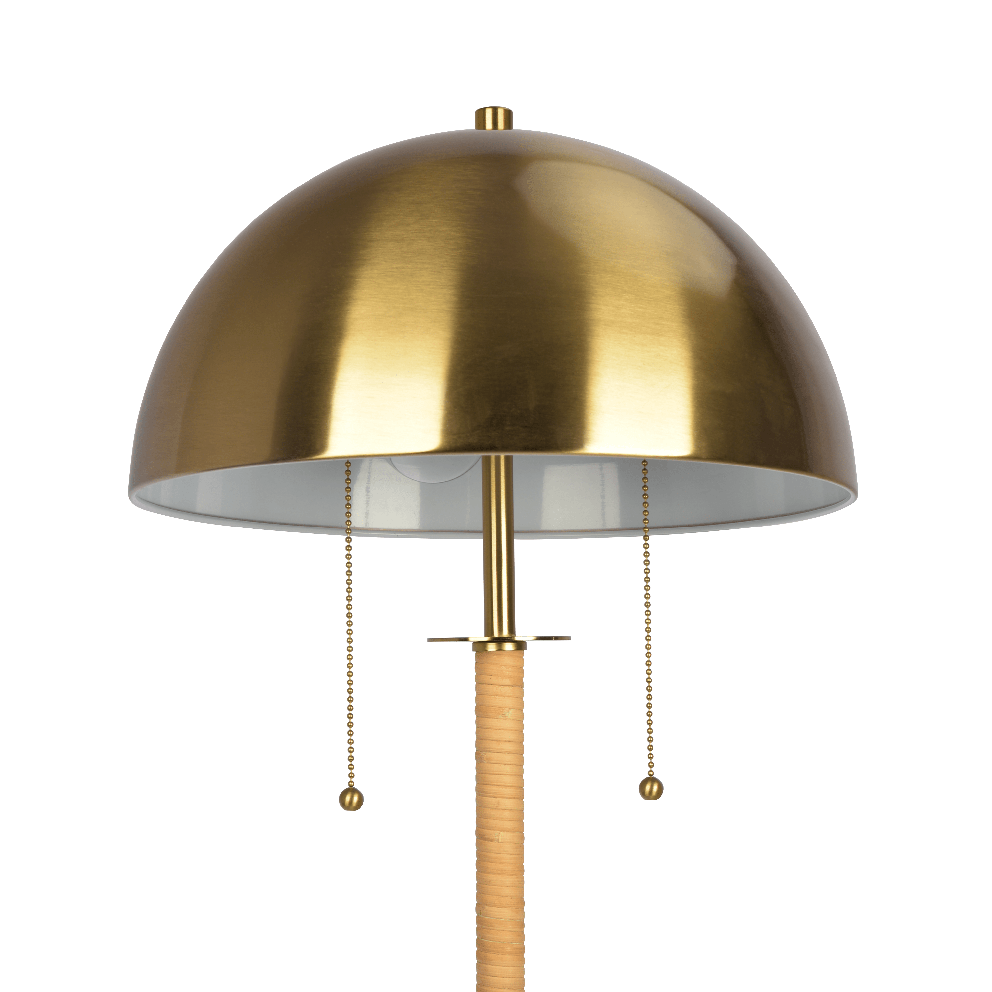 Allure 2-Light Floor Lamp, Gold Brass, Natural Rattan Tube , Double On/Off Pull Chain