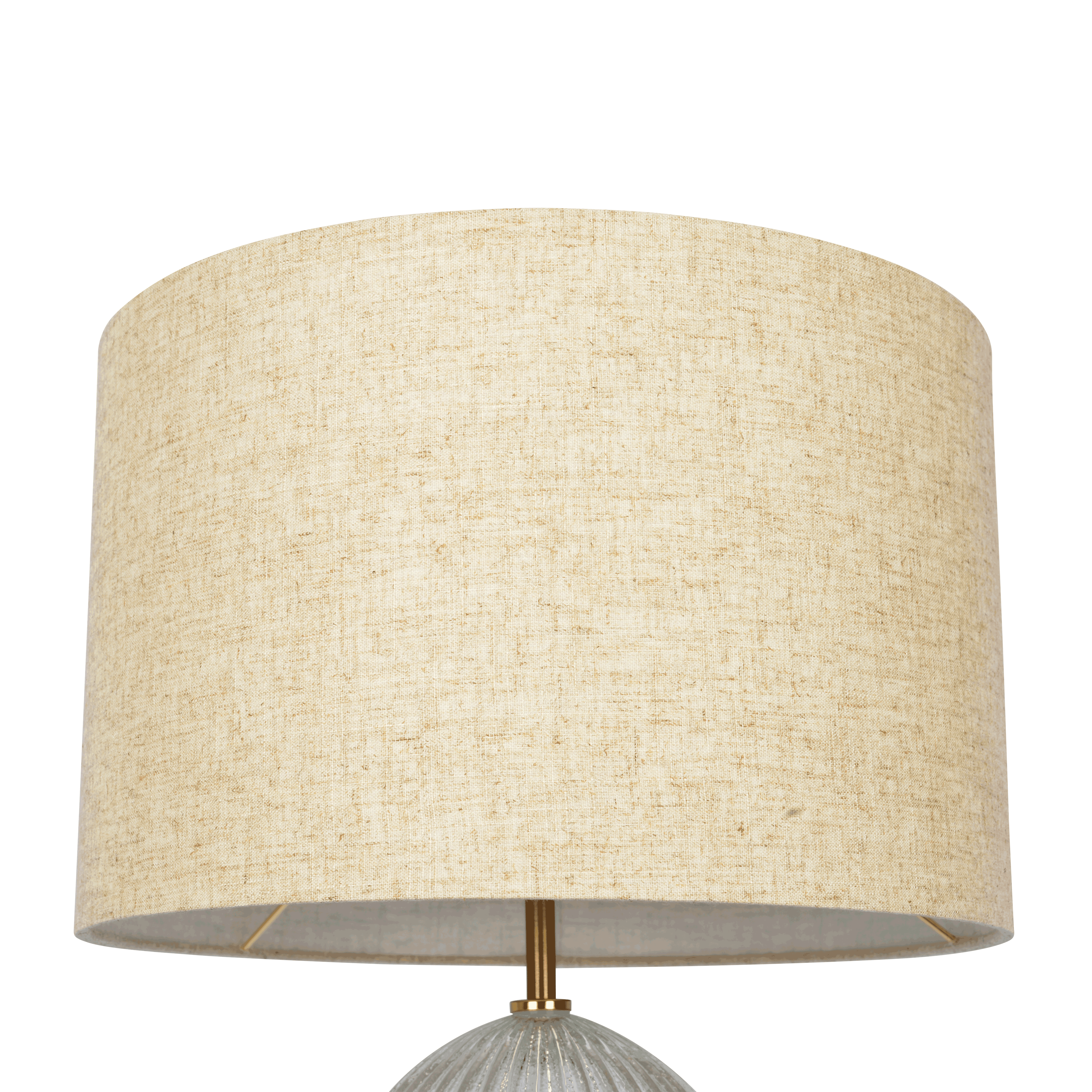 Aurora Ribbed Glass Lamp Base Clear Table Lamp Large Linen Shade