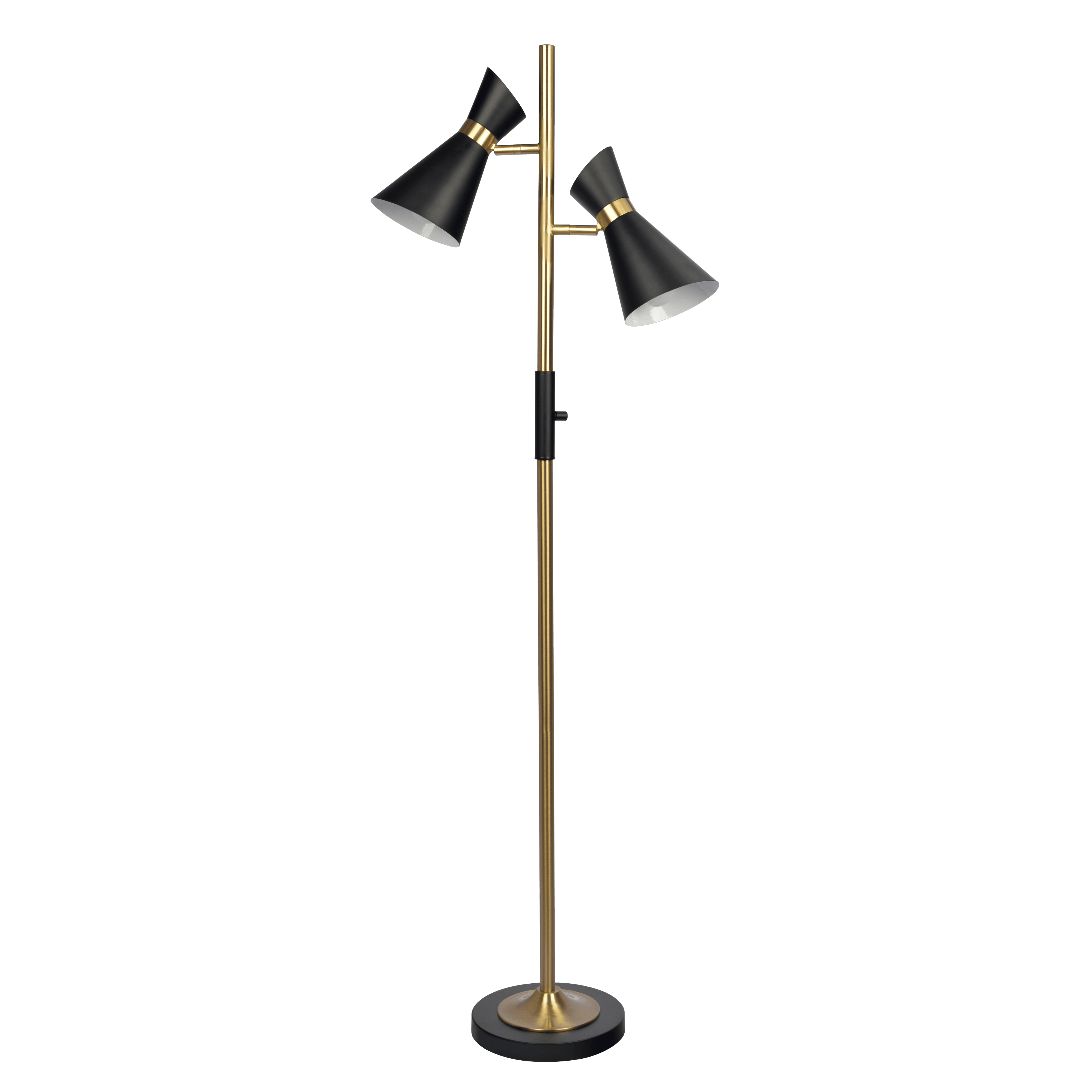 Axis Brassed Gold Floor Lamp with 4-Way Switch Double Spots with Metal Base - West Lamp