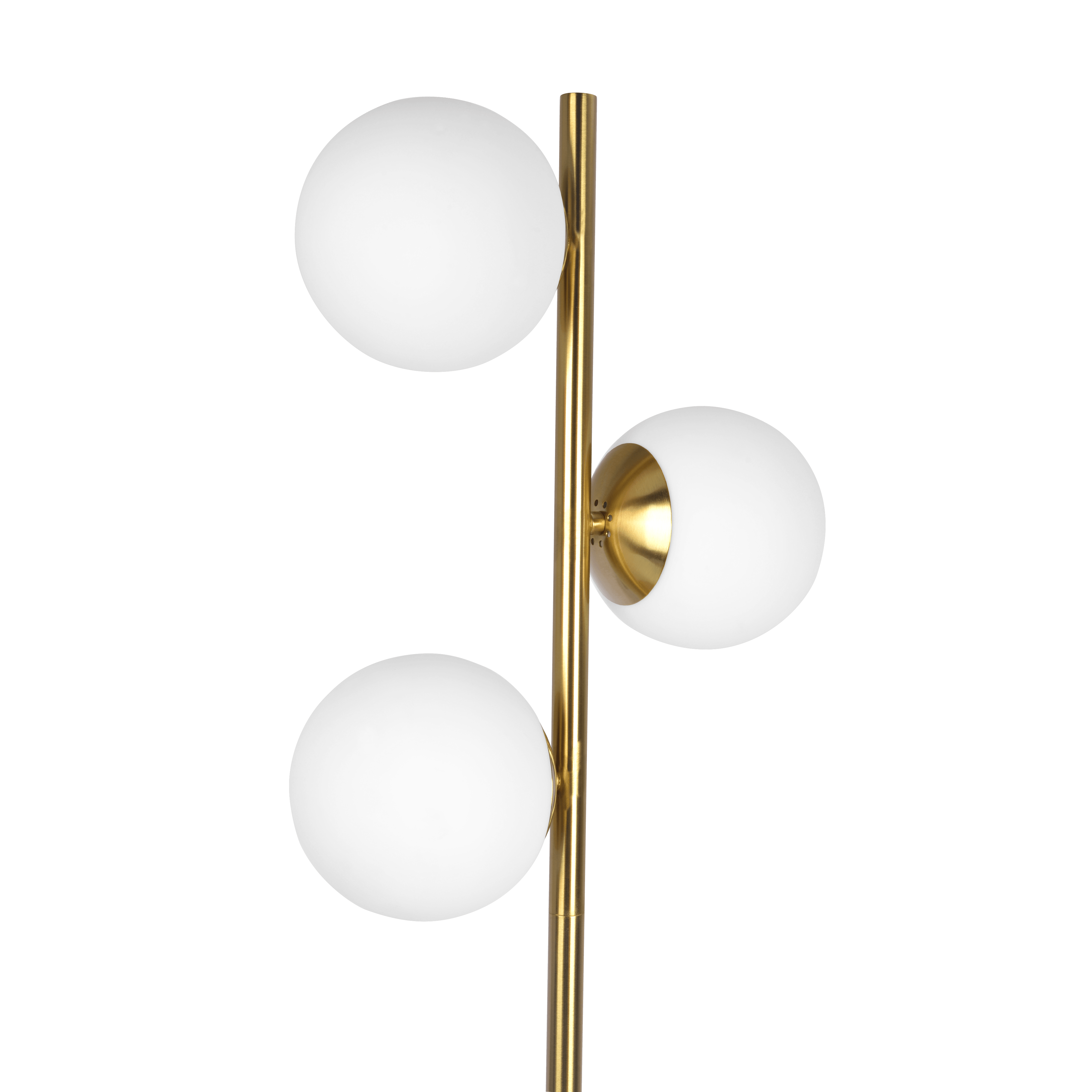 Brilliance Modern Gold Brush Floor Lamp, Opal Glass Shades and Round Metal Base - West Lamp