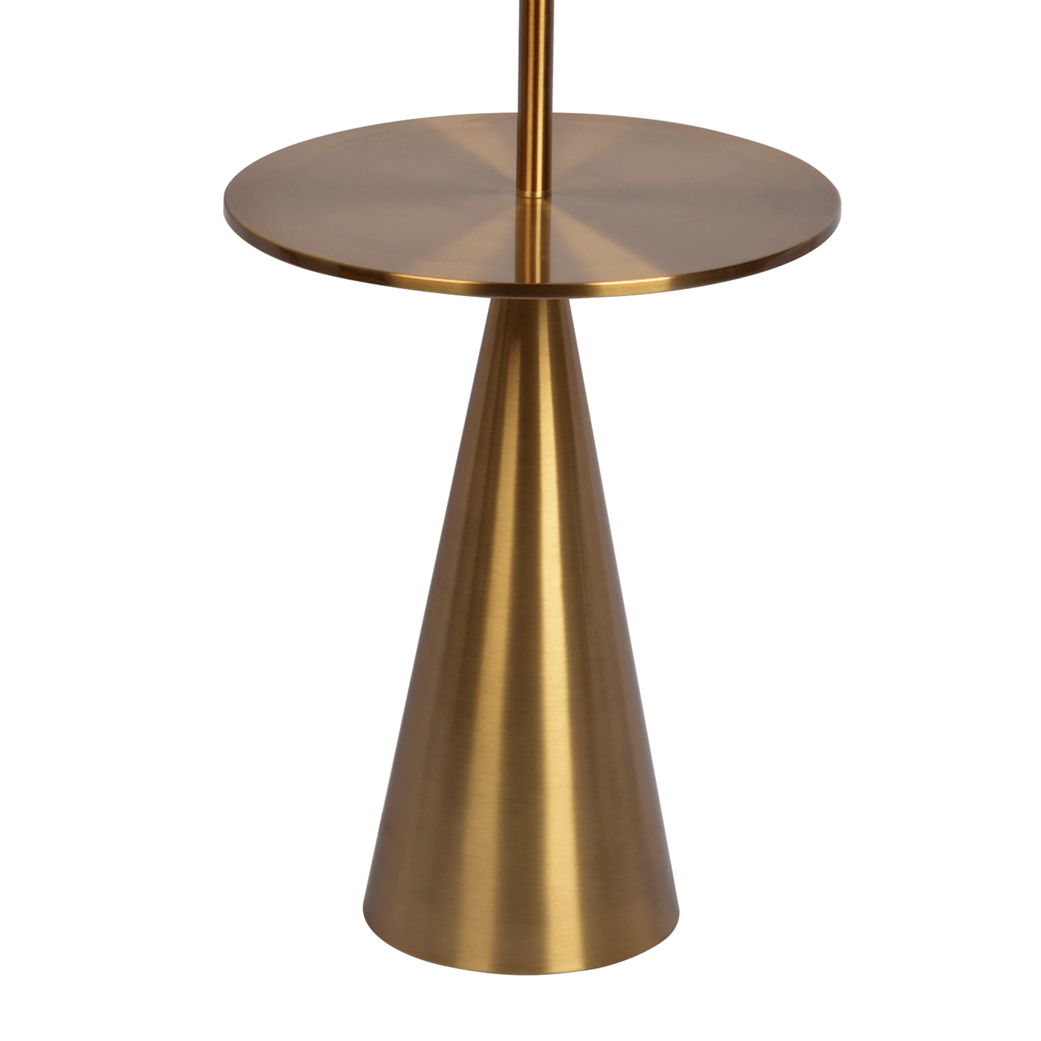 Celestial Modern Floor Lamp with Brass Accent Table with Large White Shade