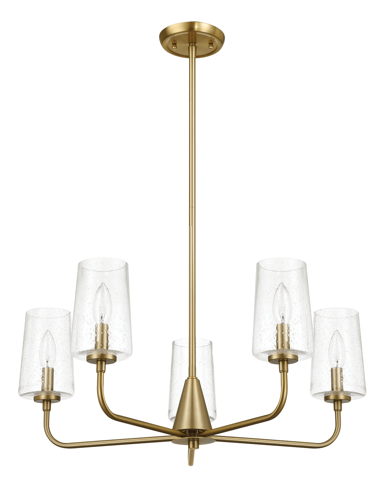 Dazzle Five Lights Chandelier With Clear Seeded Glass -Satin Brass