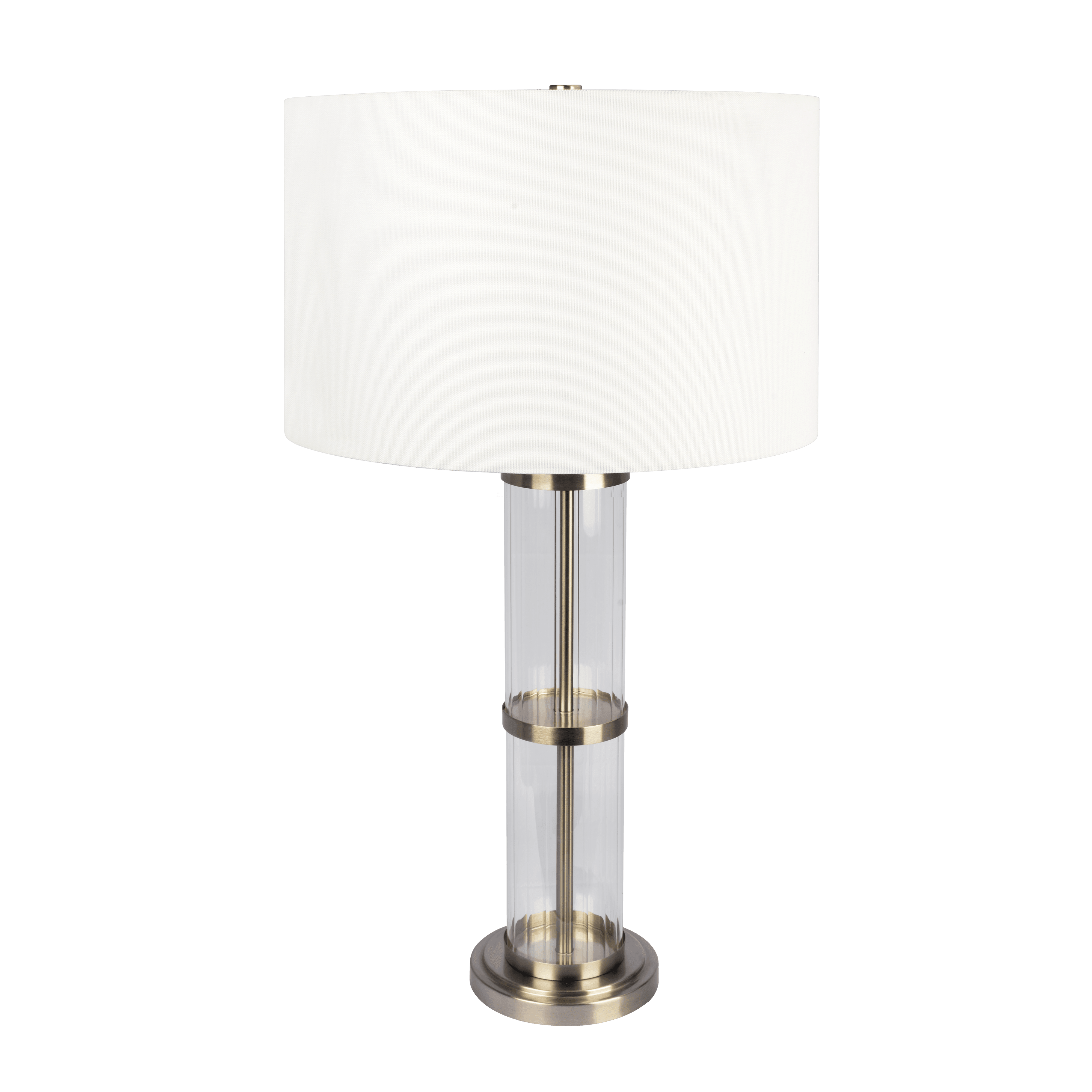 Echo Brushed Nickel Table Lamp with On/Off Switch Clear Glass Body  Metal Base