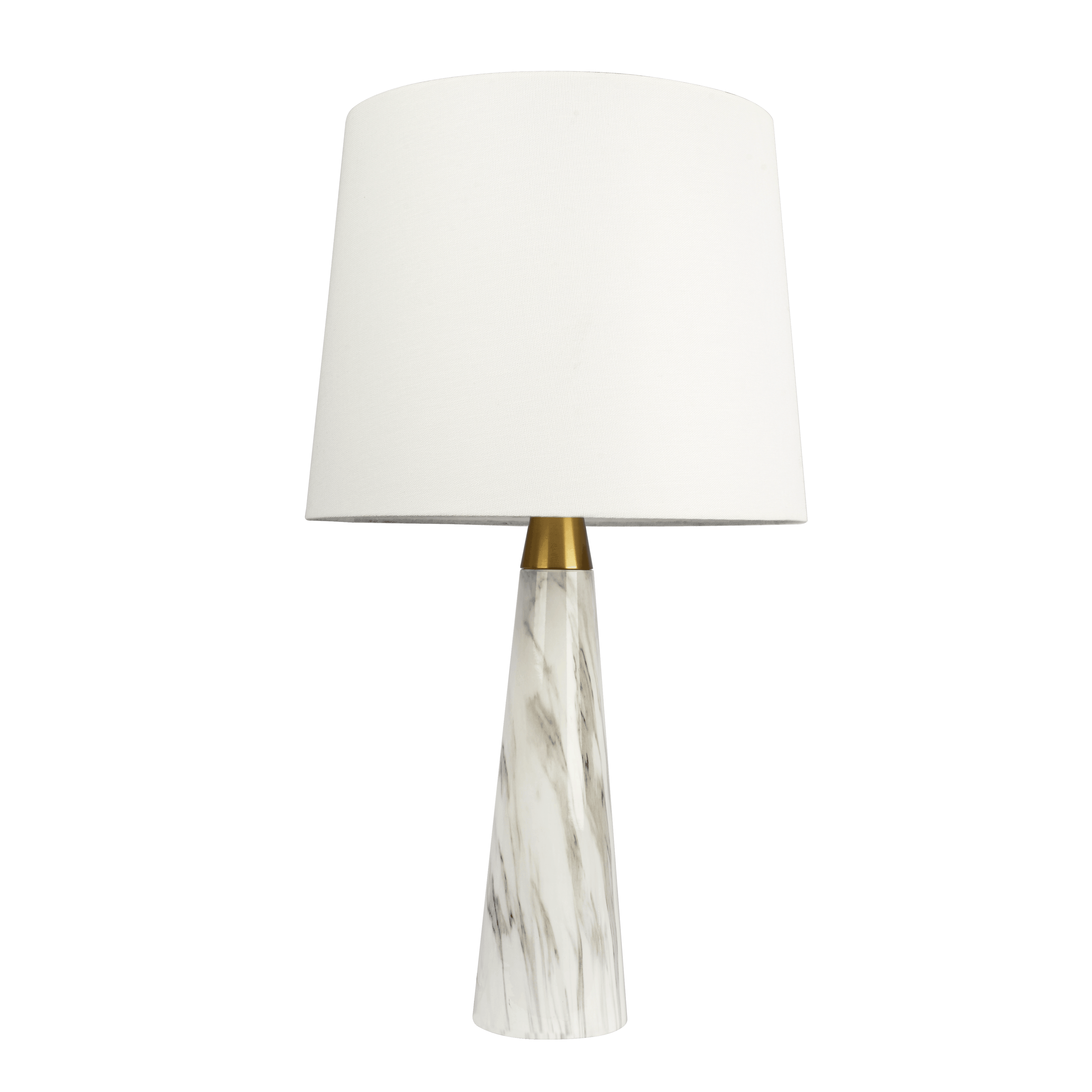 Enclave Hydro Black Table Lamp with On/Off Switch Faux Marble Base Fabric Shade