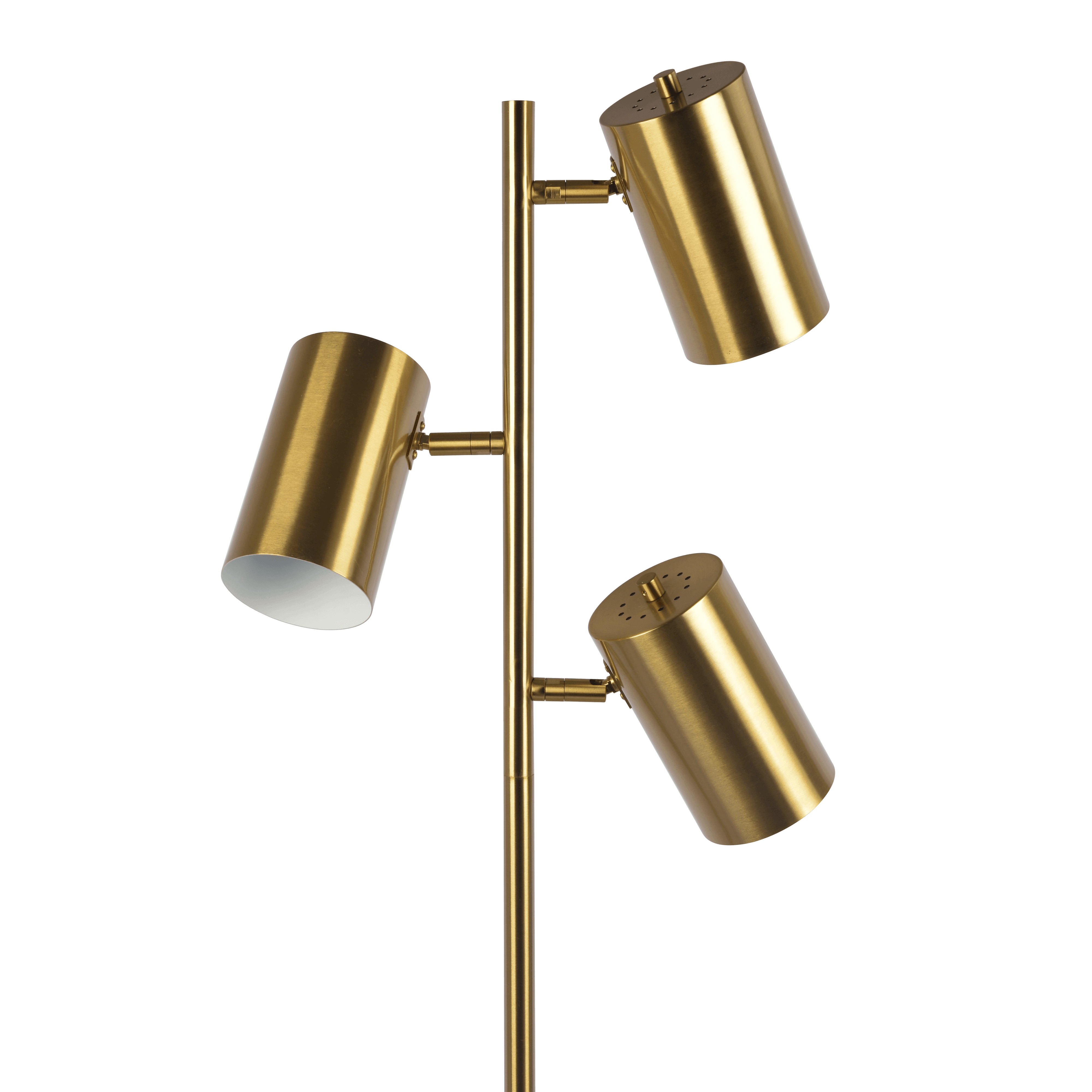 Harmony Brassed Gold Floor Lamp with Rotary Switch Triple Spots Metal Block Base - West Lamp