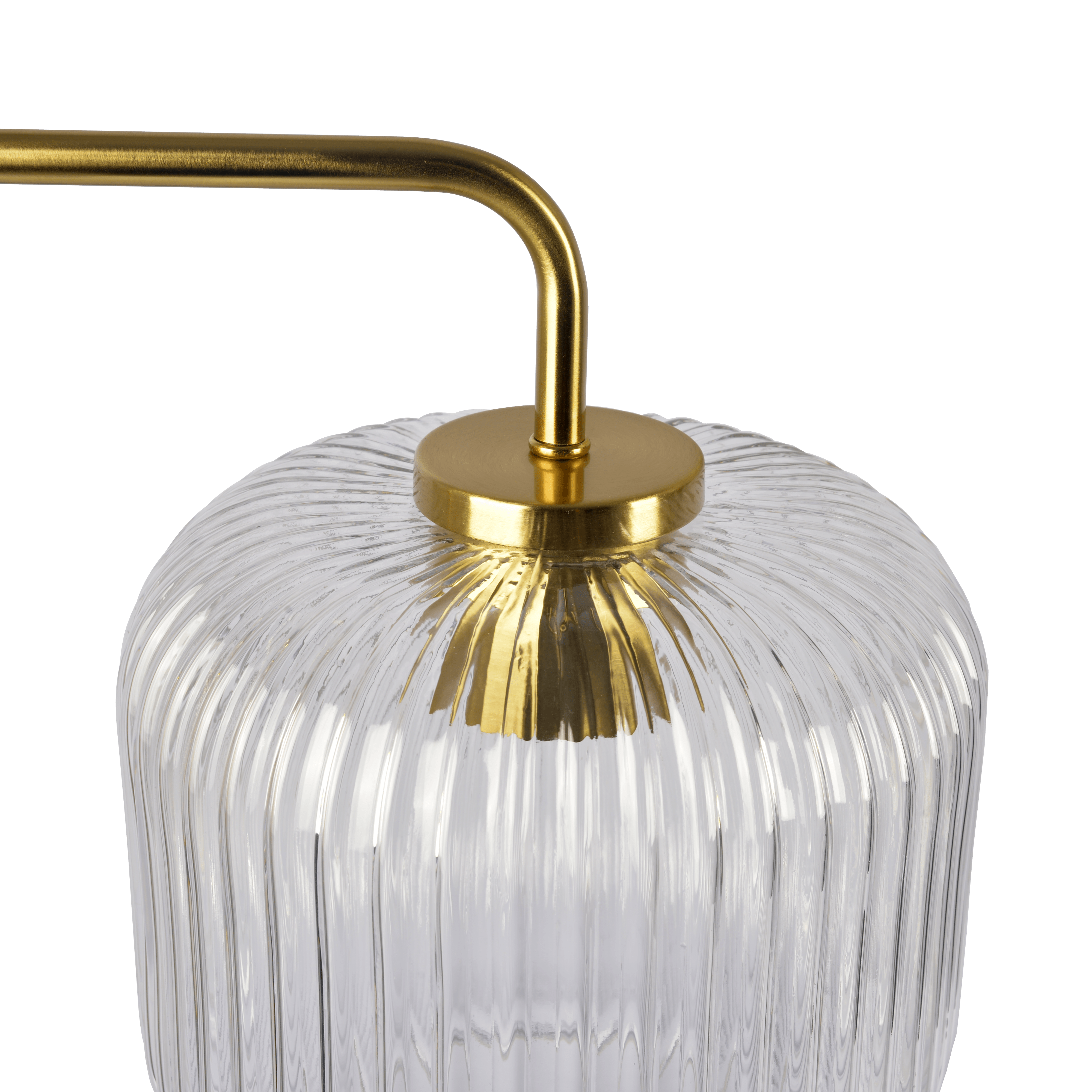 Haven Clear Glass Table Lamp, Gold Brush Metal and Marble Base, Button Control