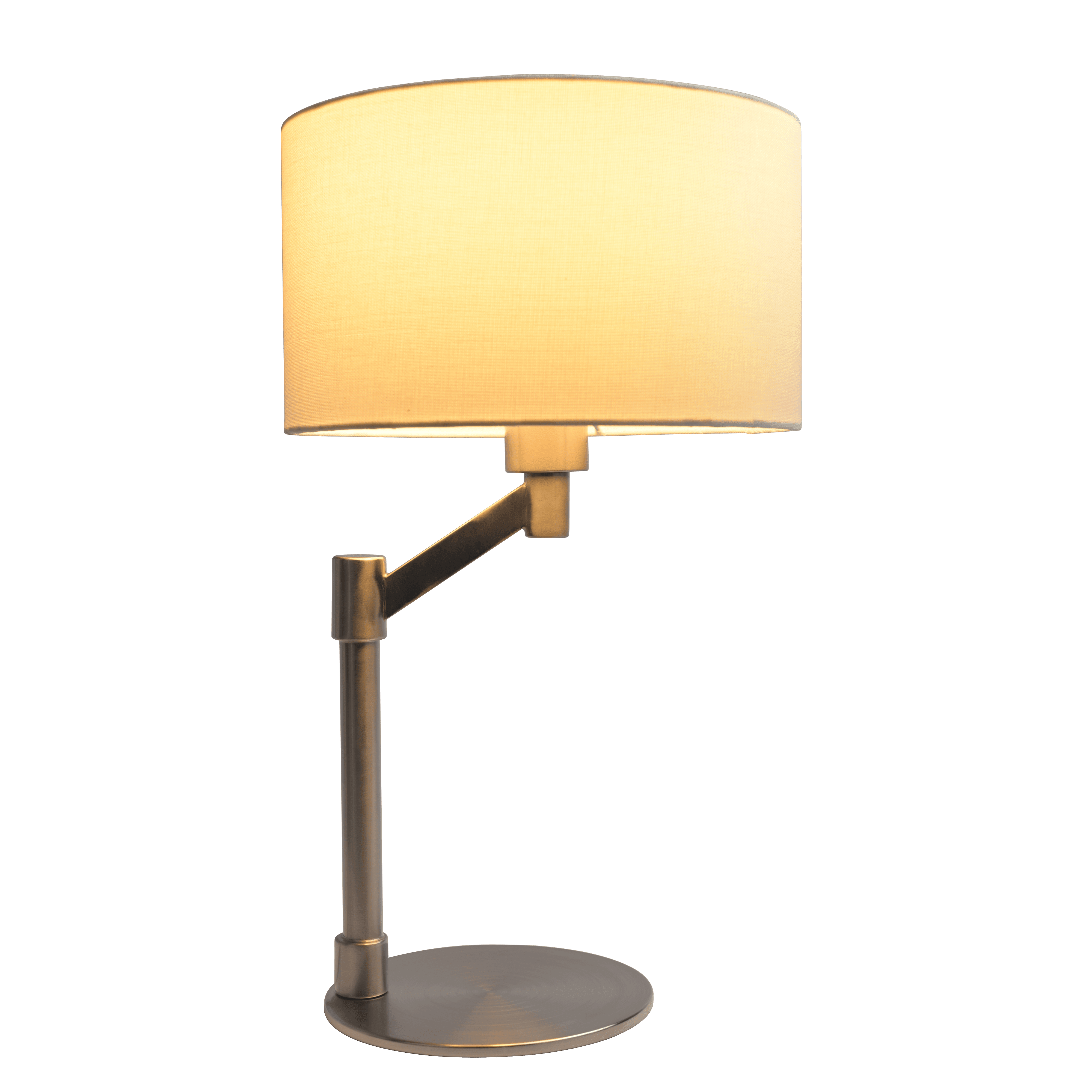 Horizon Brushed Nickel Table Lamp with On/Off Switch Curved Metal Base Linen Shade