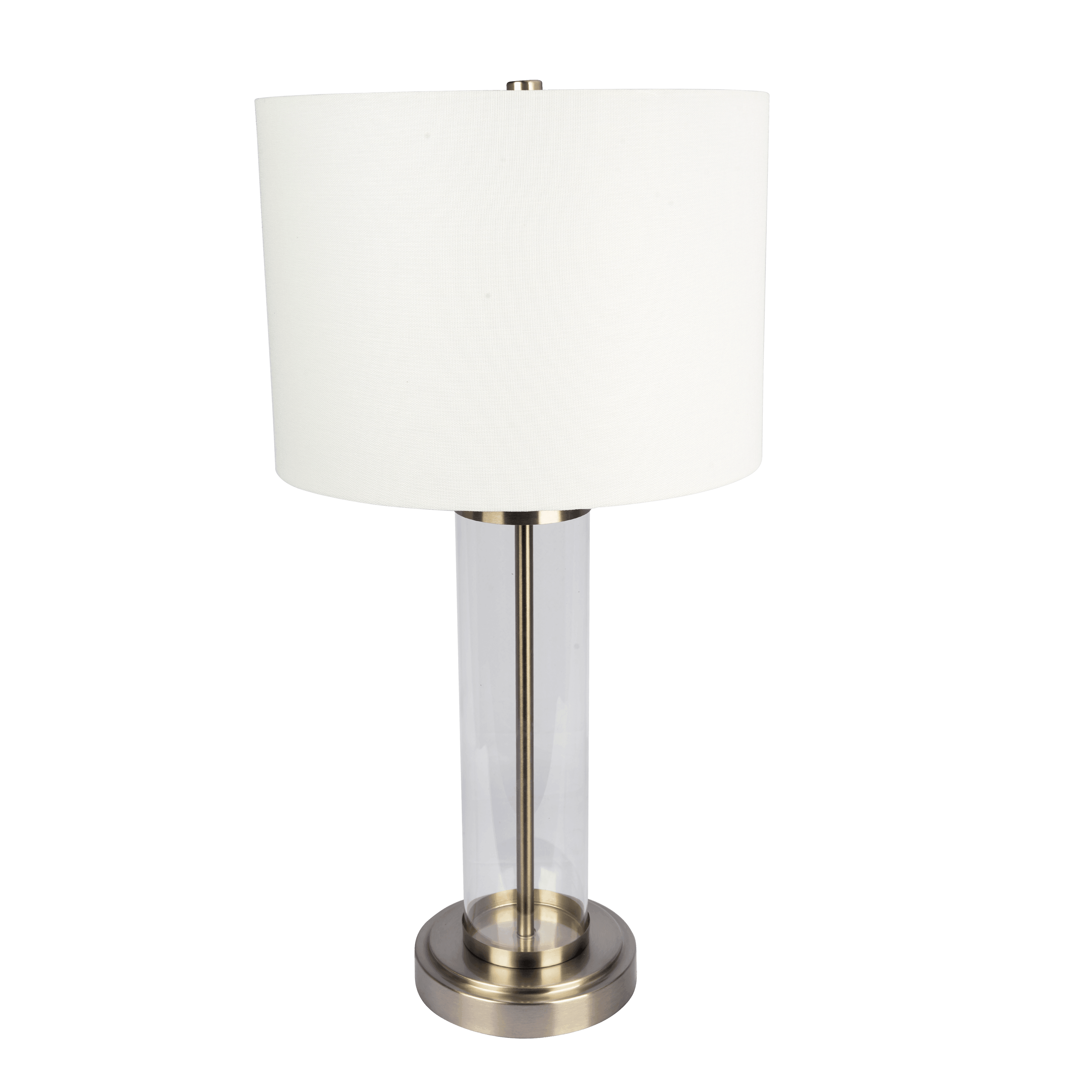 Luna Brushed Nickel Table Lamp with On/Off Switch Clear Glass Body  Metal Base