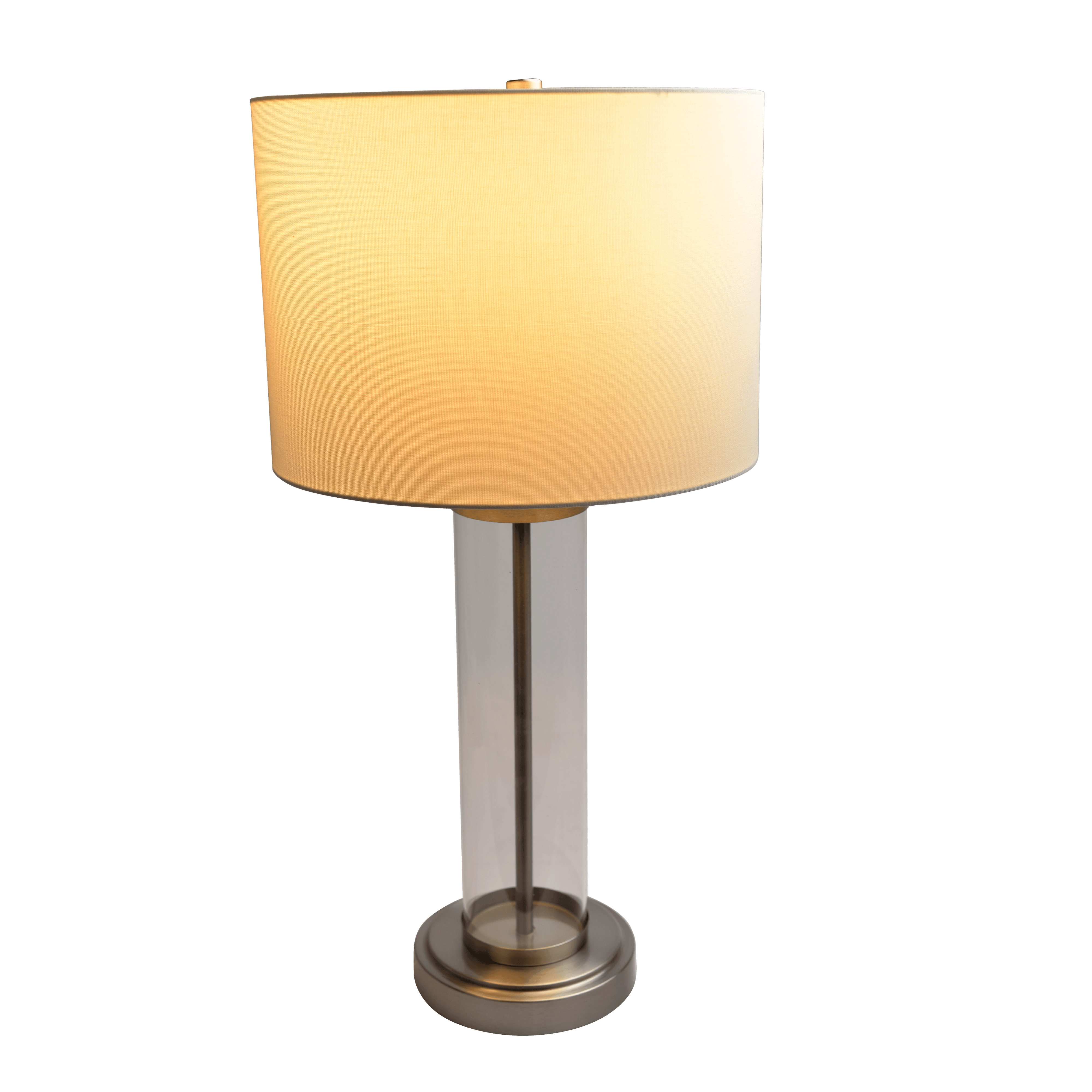 Luna Brushed Nickel Table Lamp with On/Off Switch Clear Glass Body  Metal Base