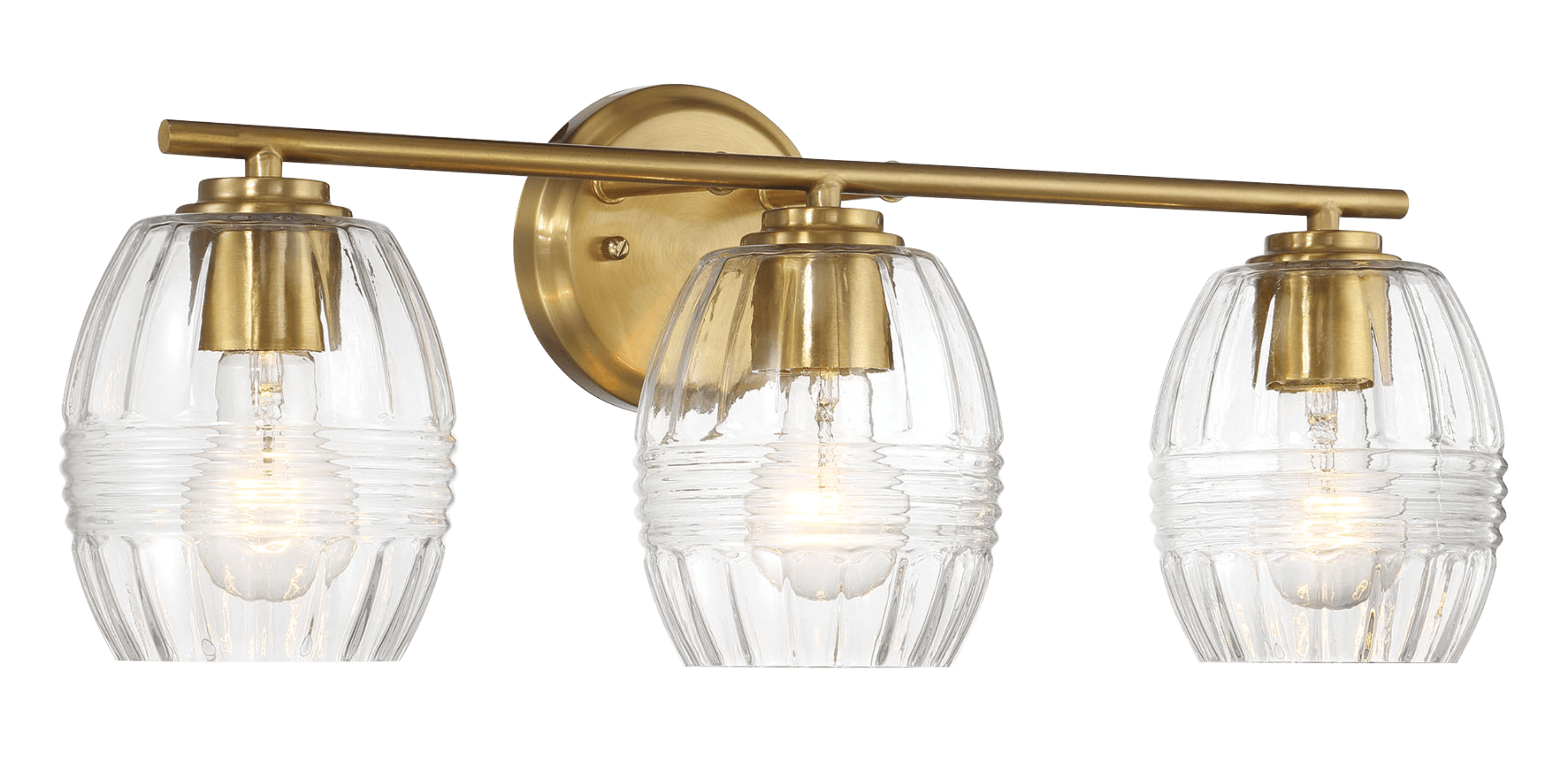 Luster Three Lights Vanity With Clear Glass for Bathrooms above Mirror  Wall Lamp - Satin Brass