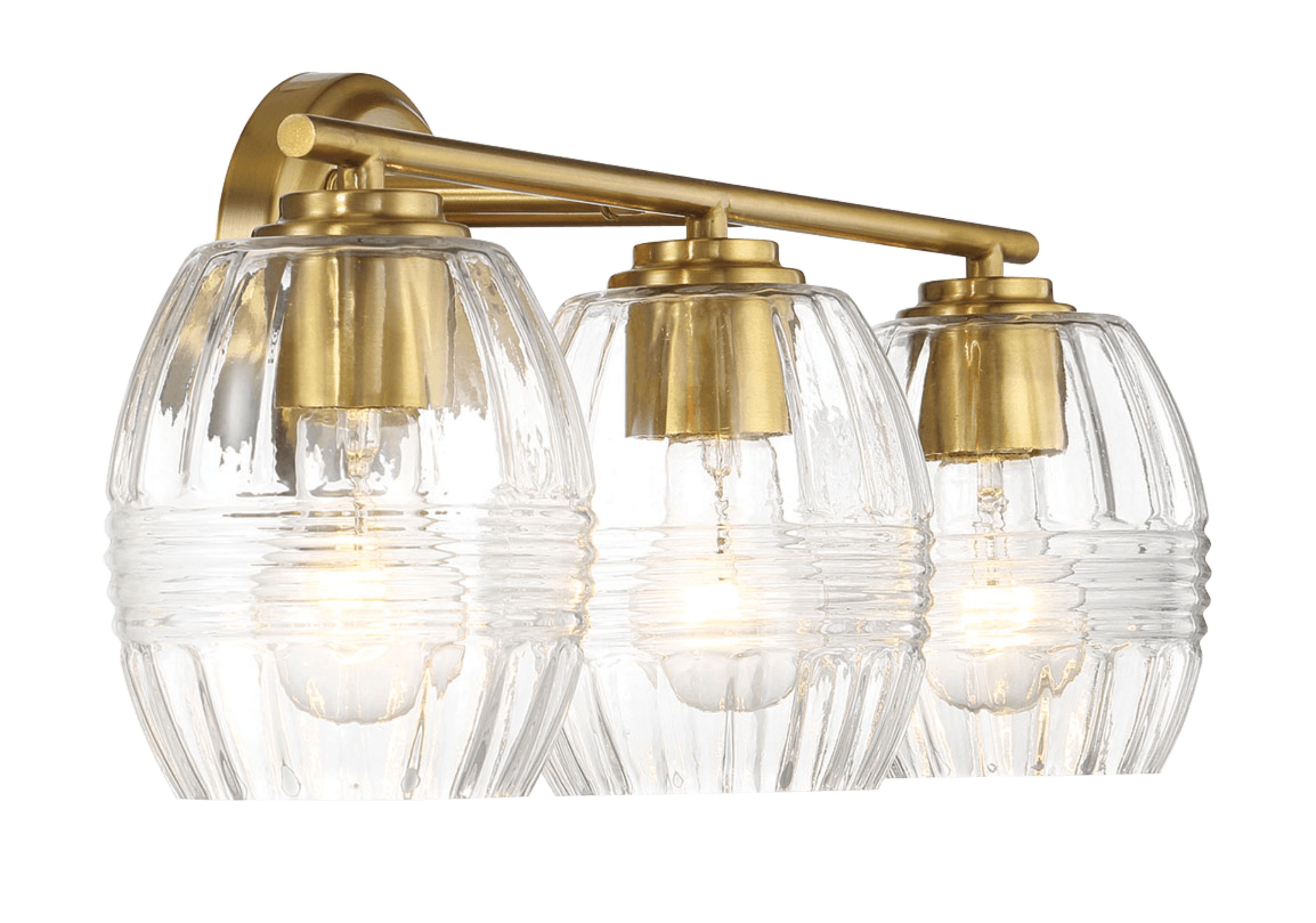 Luster Three Lights Vanity With Clear Glass for Bathrooms above Mirror  Wall Lamp - Satin Brass