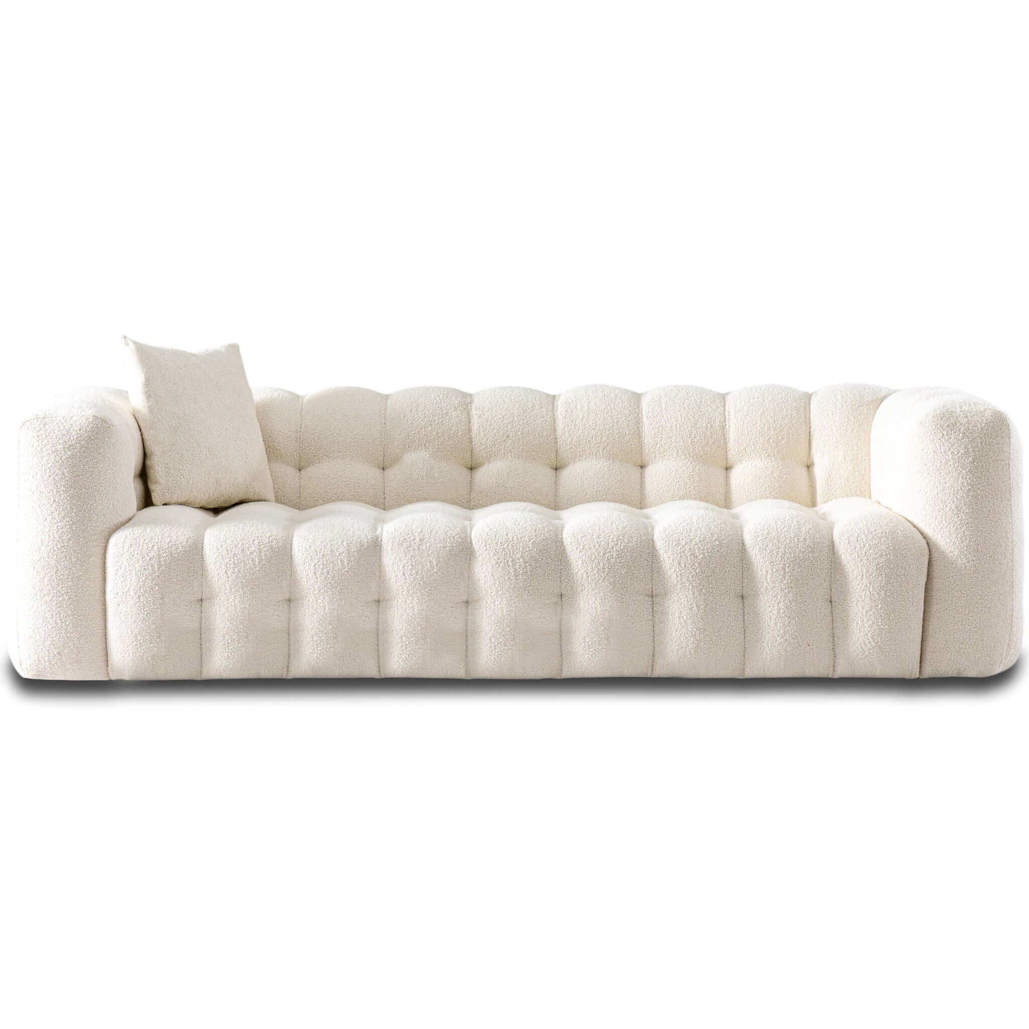 #Color_Cream Eden Modern Tufted Chesterfield Sofa Boucle Fabric in Cream front view without background