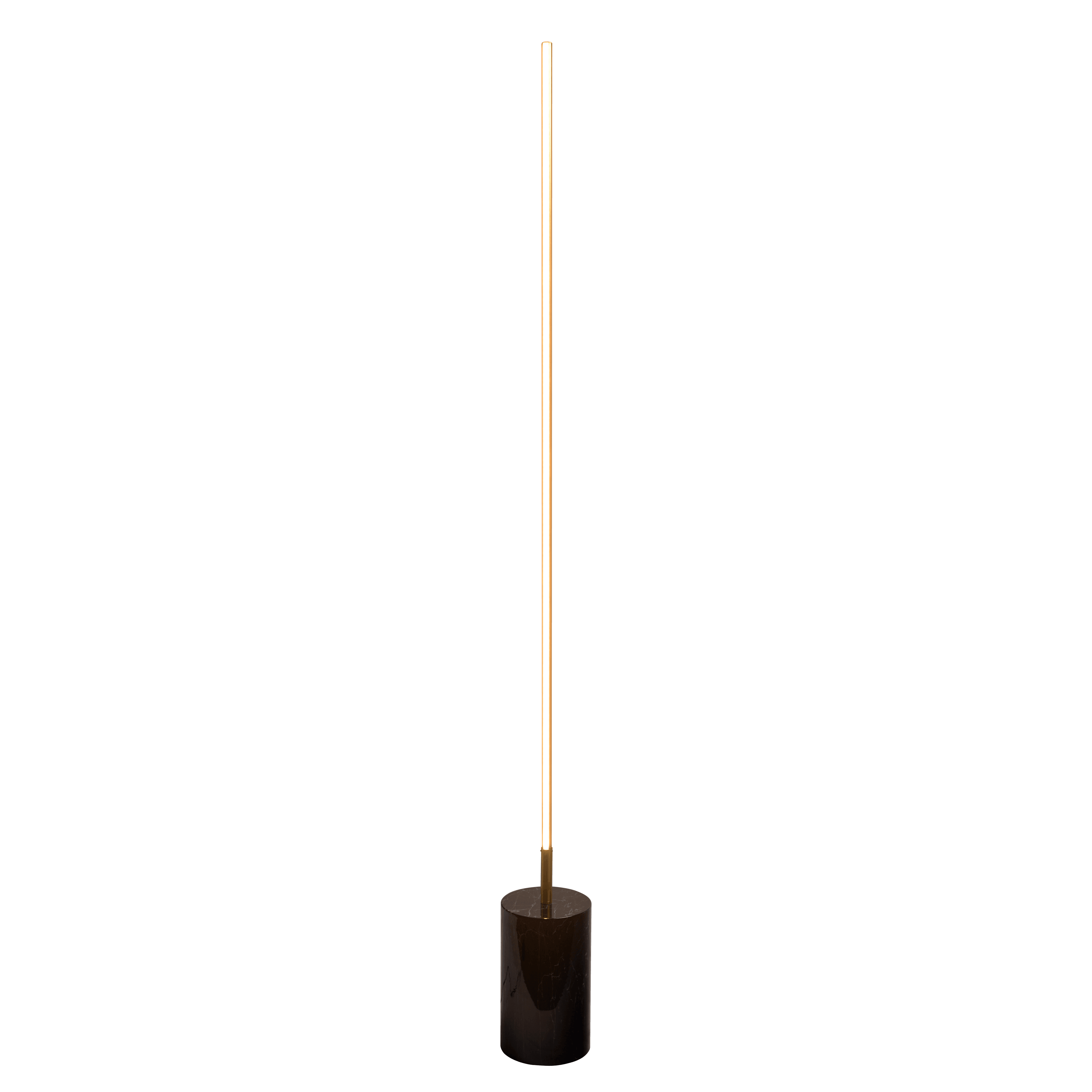 Prism Brassed Gold LED Floor Lamp with On/Off Switch Faux Marble Base